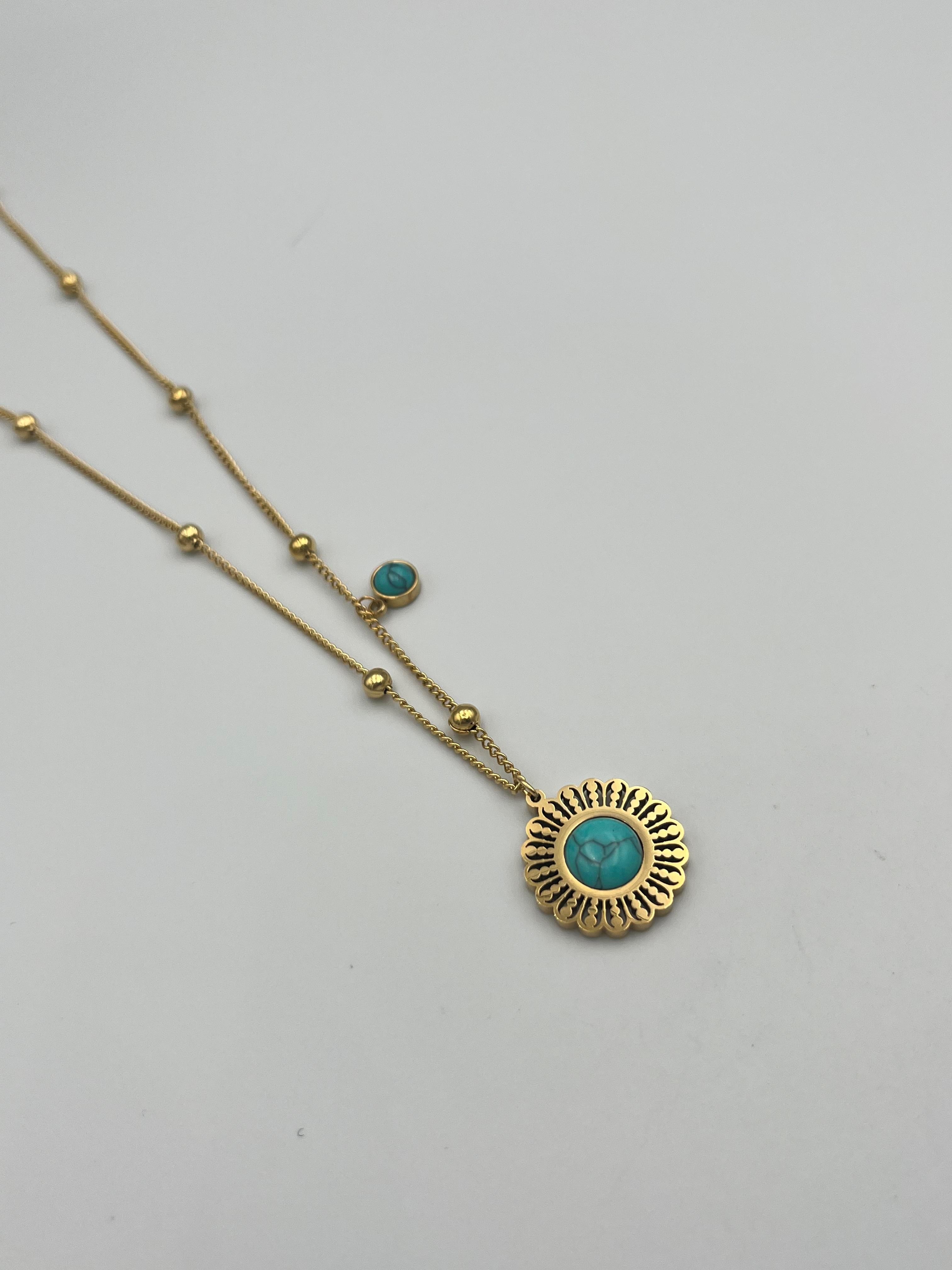 ARTEMİS TAŞLI PAPATYA MODEL ÇELİK KOLYE (GOLD)