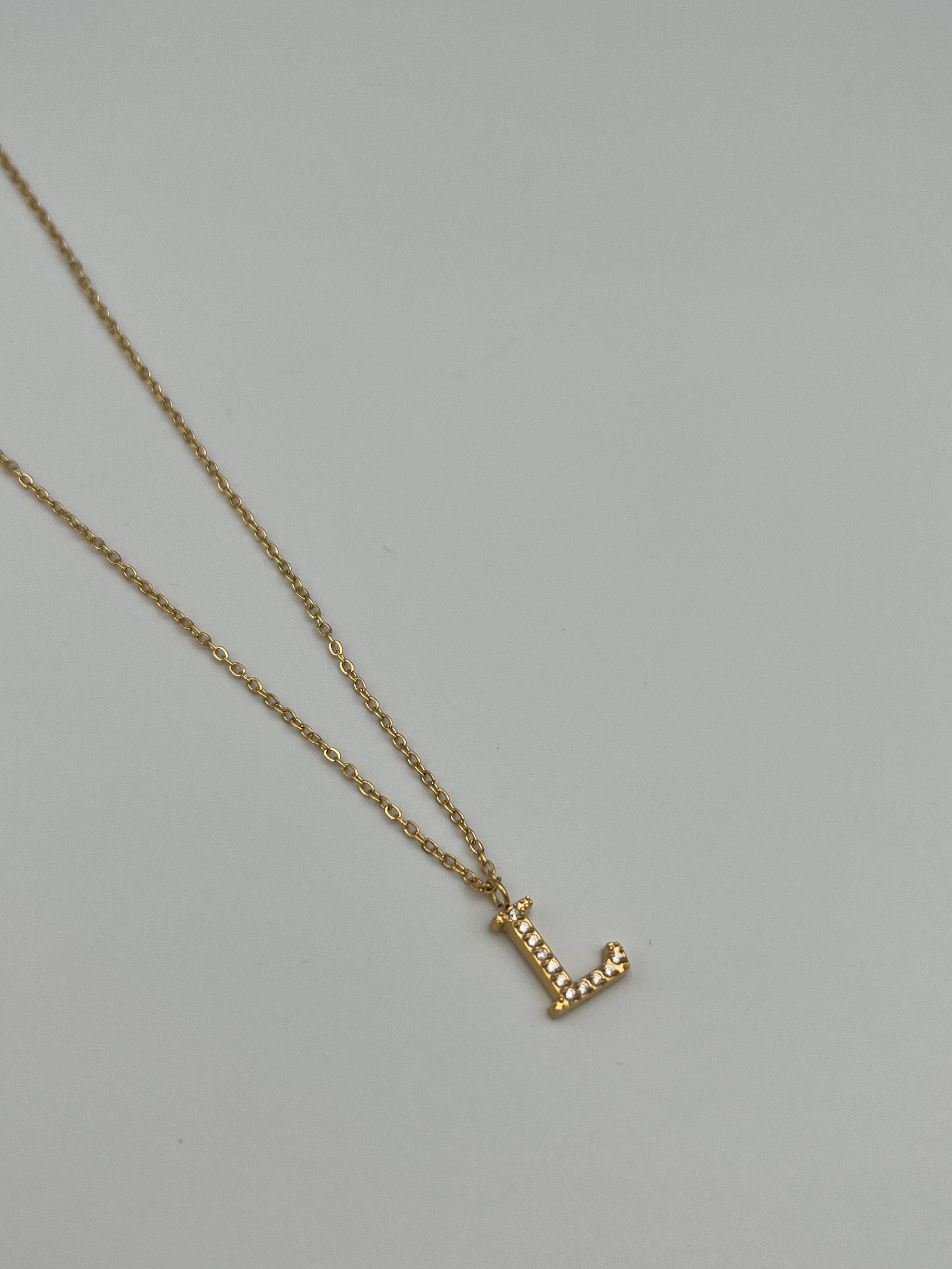 L TAŞLI HARF KOLYE (GOLD)