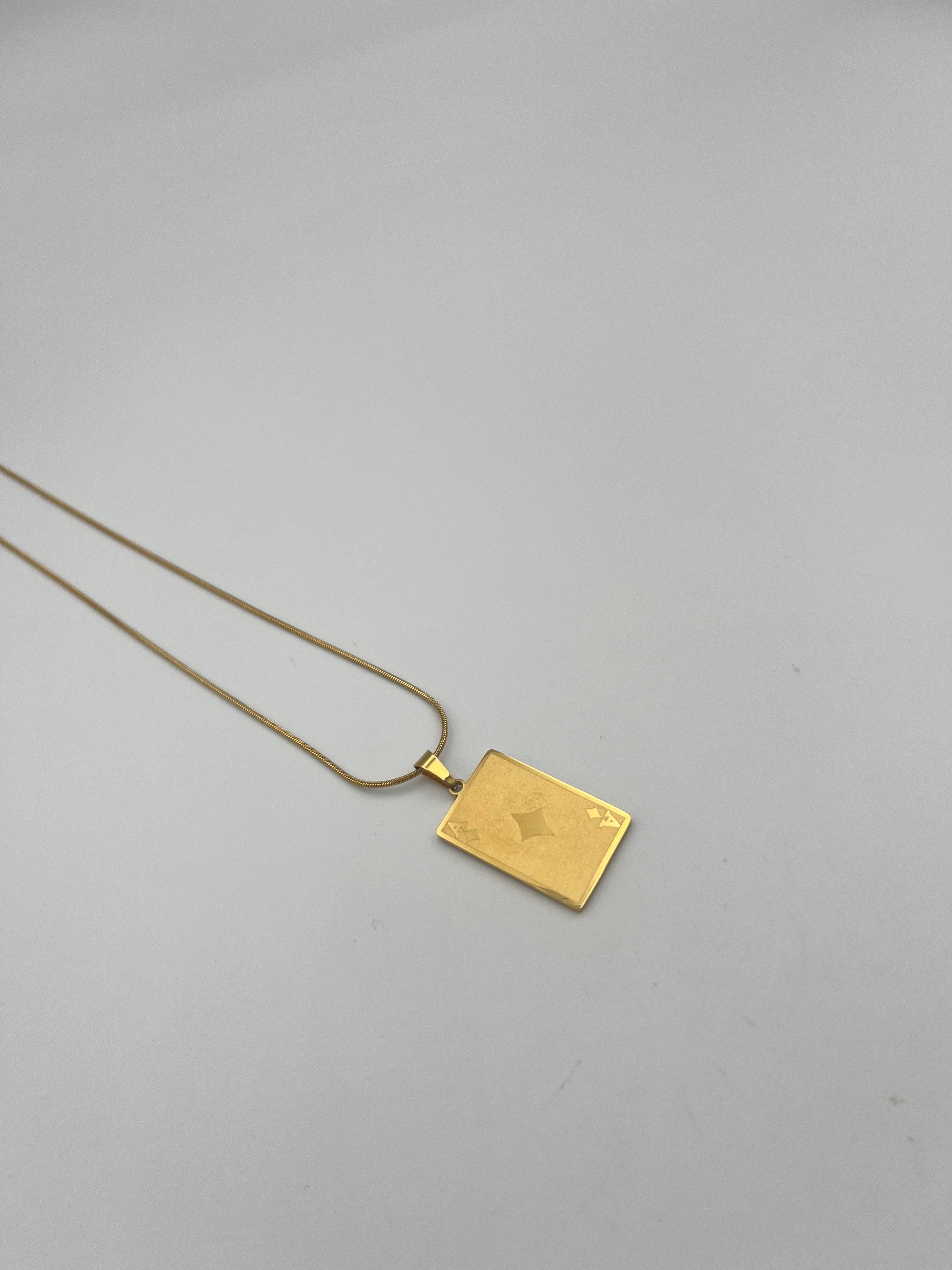 AS KARO KART MODEL ÇELİK KOLYE (GOLD)