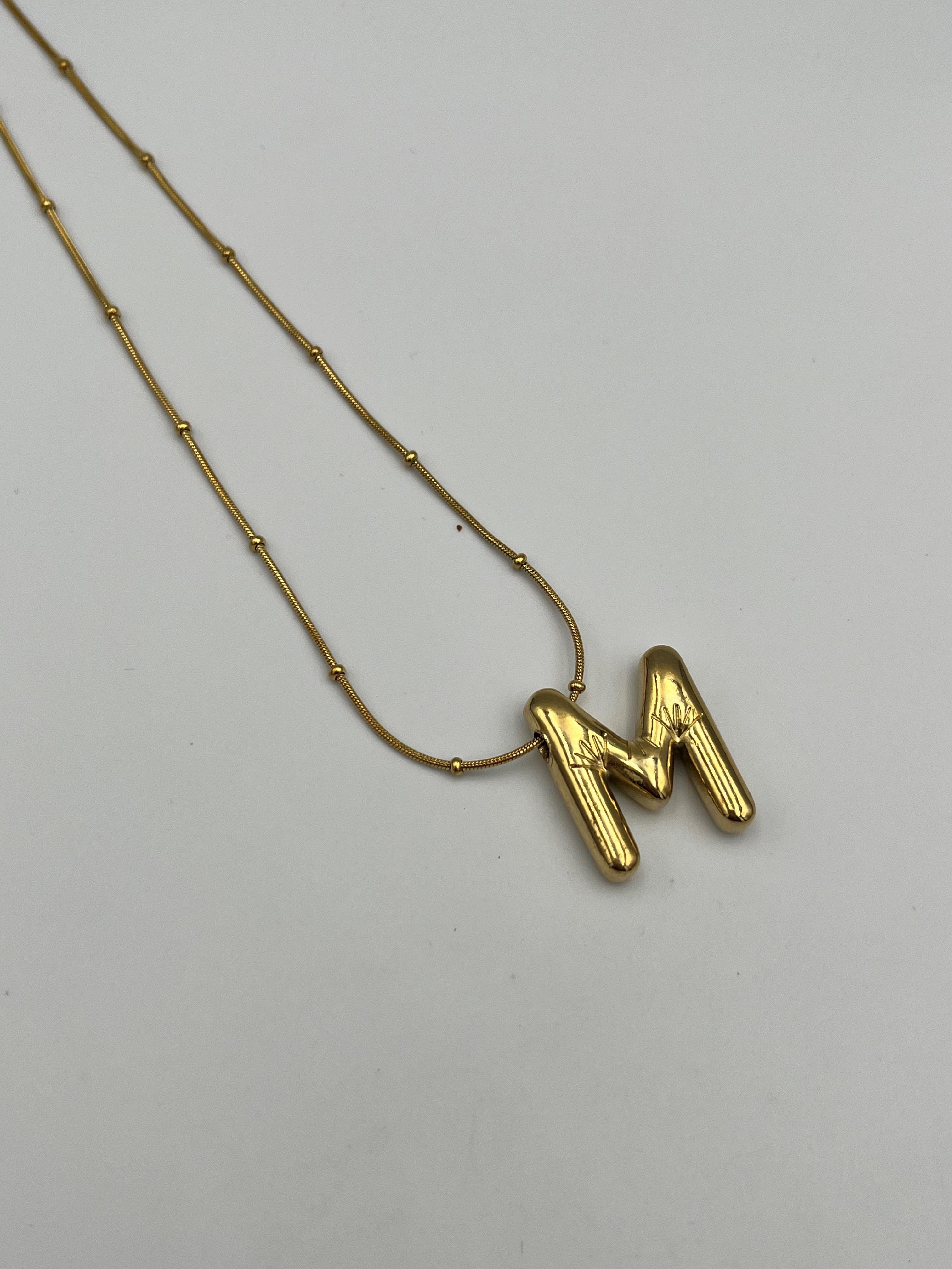 M HARFİ BALON HARF KOLYE (GOLD)