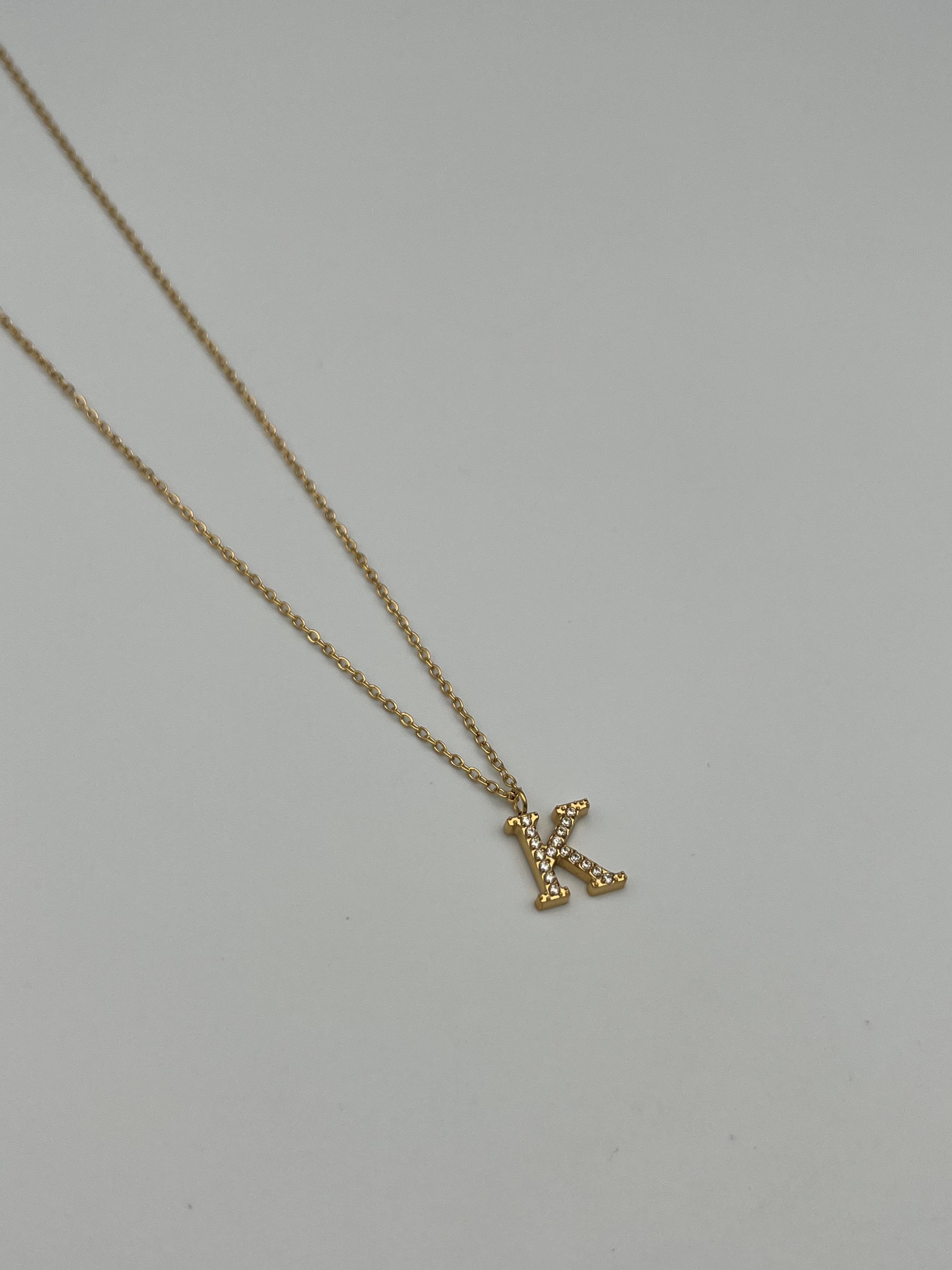 K TAŞLI HARF KOLYE (GOLD)