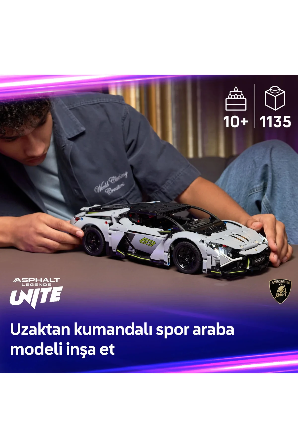 ® Technic Lamborghini Revuelto Süper Spor Araba 42214 - 10+ Çocuklar için Oyuncak Yapım Seti (1135P)