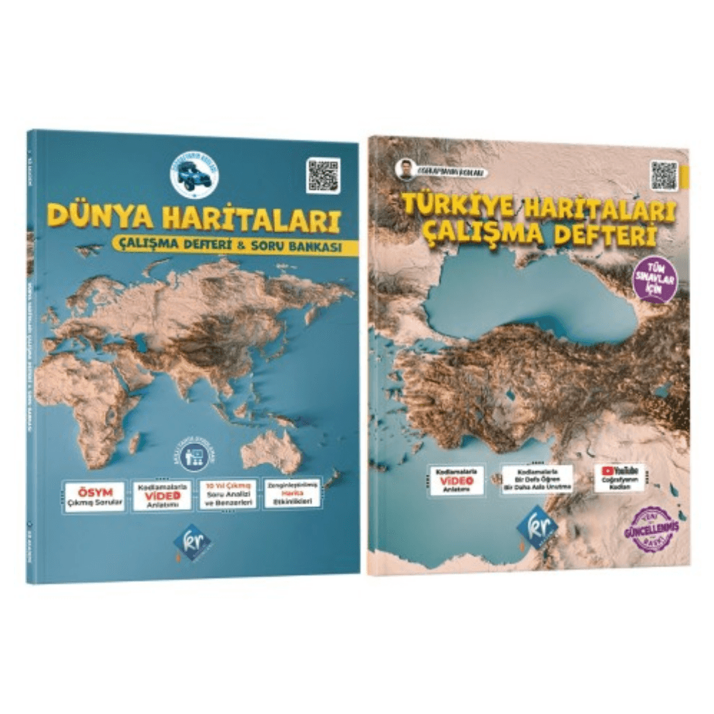 Coğrafyanın Kodları Dünya Haritaları Çalışma Defteri Soru Bankası ve Türkiye Çalışma Defteri Seti (Tüm Sınavlar İçin) KR Akademi