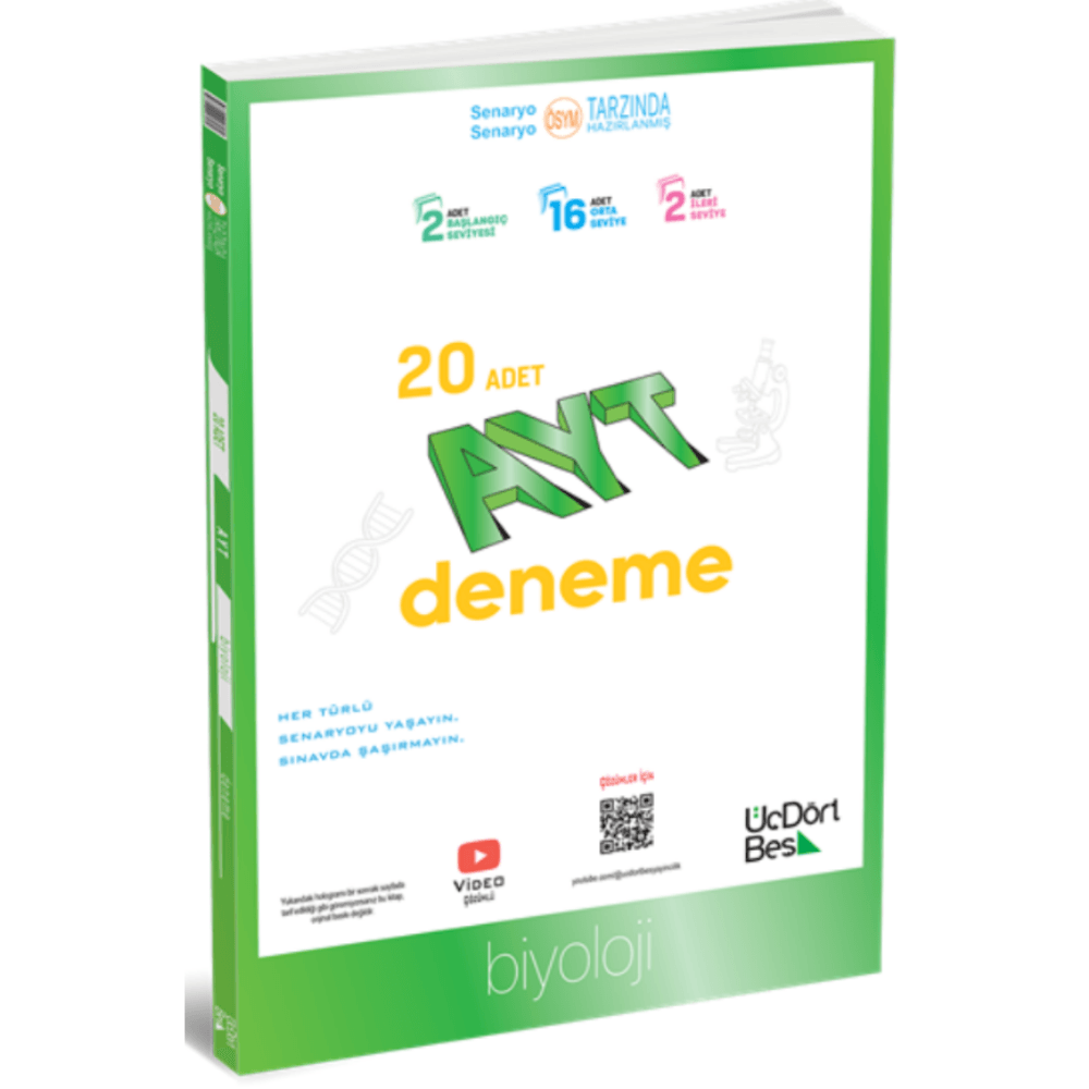 345 - AYT 20 li Biyoloji Deneme - GÜNCEL BASKI üçdörtbeş yayıncılık 2025