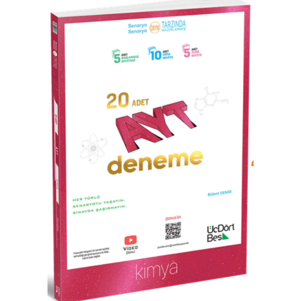 345 - AYT 20 li Kimya Deneme - GÜNCEL BASKI üçdörtbeş yayıncılık