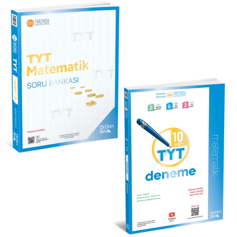 345 TYT Matematik Soru Bankası ve Deneme Seti  Üçdörtbeş yayıncılık 2025