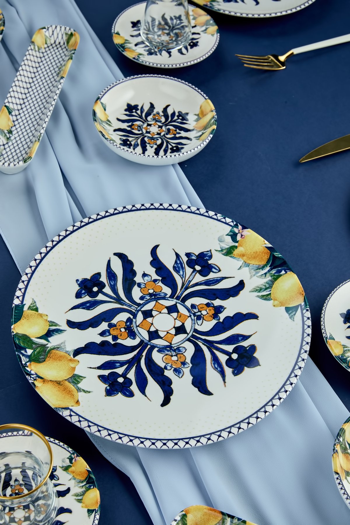 Otantik Tasarım Limon Desenli 19 Parça 6 Kişilik Kahvaltı Takımı, Kahvaltı Seti