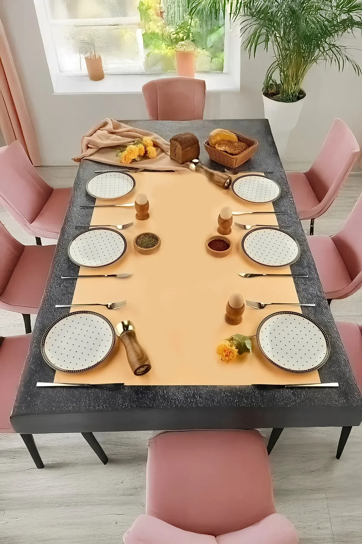 Lüx Seramik Puantiye 6 Kişilik Pasta Tabağı Seti, Hediyelik Pasta Sunum Tabağı 20cm