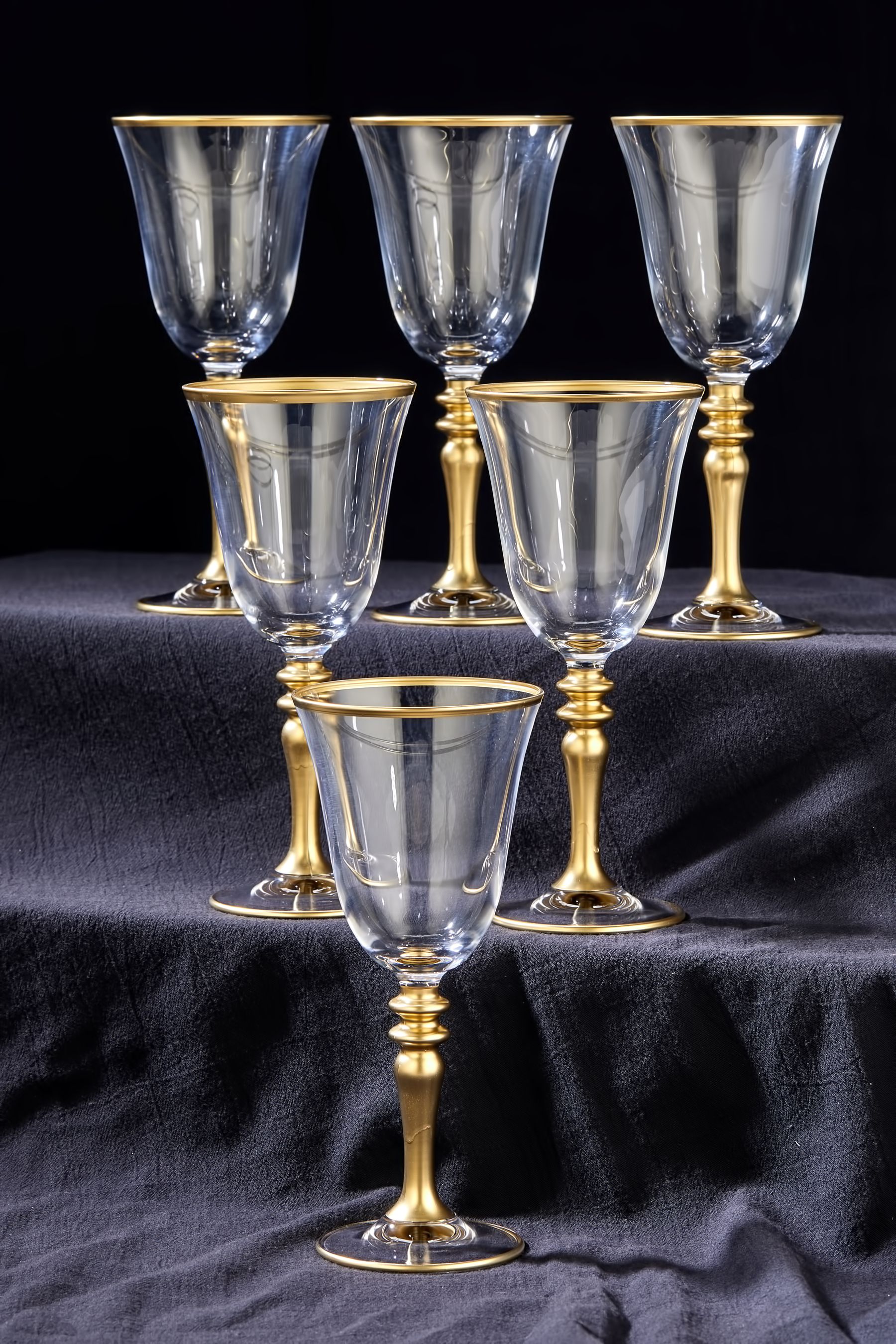 6 Adet Varaklı Ottoman Kadeh Su Bardağı, Gold Meşrubat Sunum Bardağı 270cc