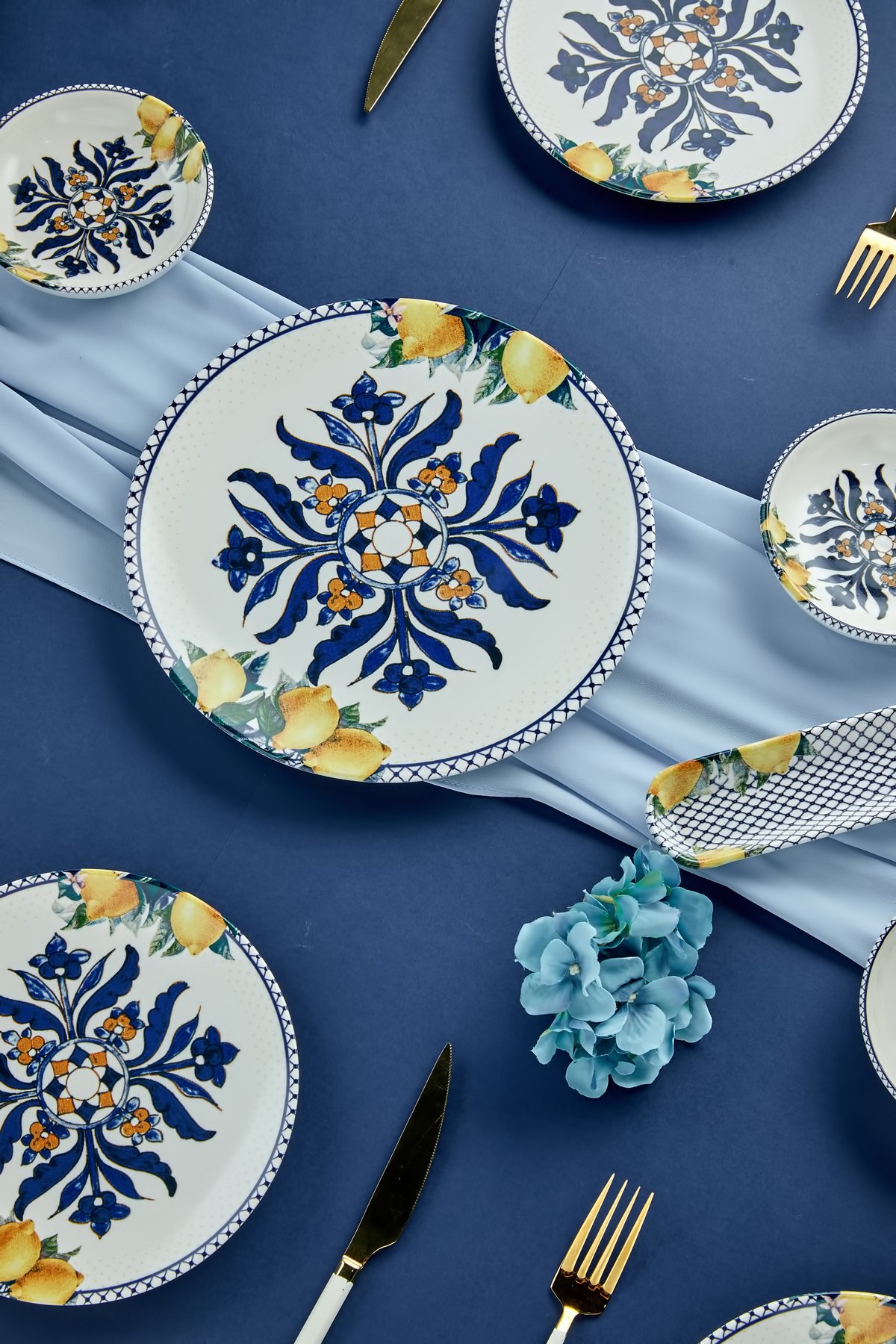 Otantik Tasarımı Limon Desenli 13 Parça 6 Kişilik Kahvaltı Takımı, Kahvaltı Seti