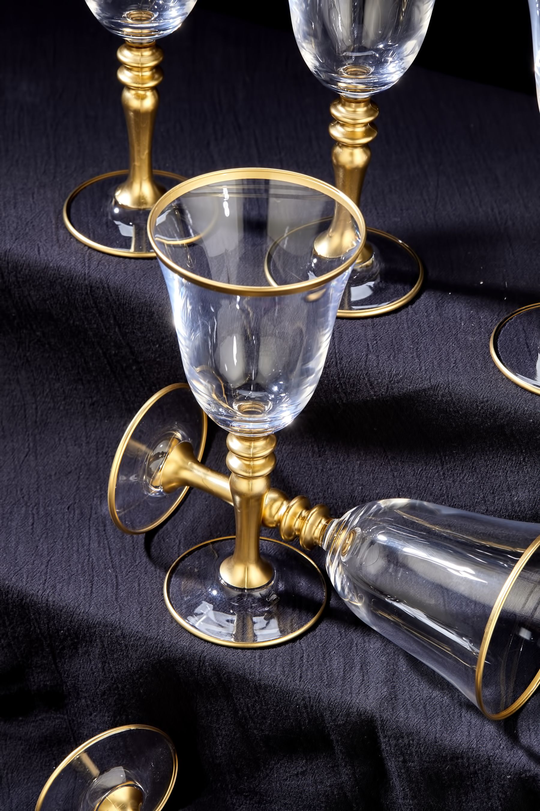 6 Adet Varaklı Ottoman Kadeh Su Bardağı, Gold Meşrubat Sunum Bardağı 270cc