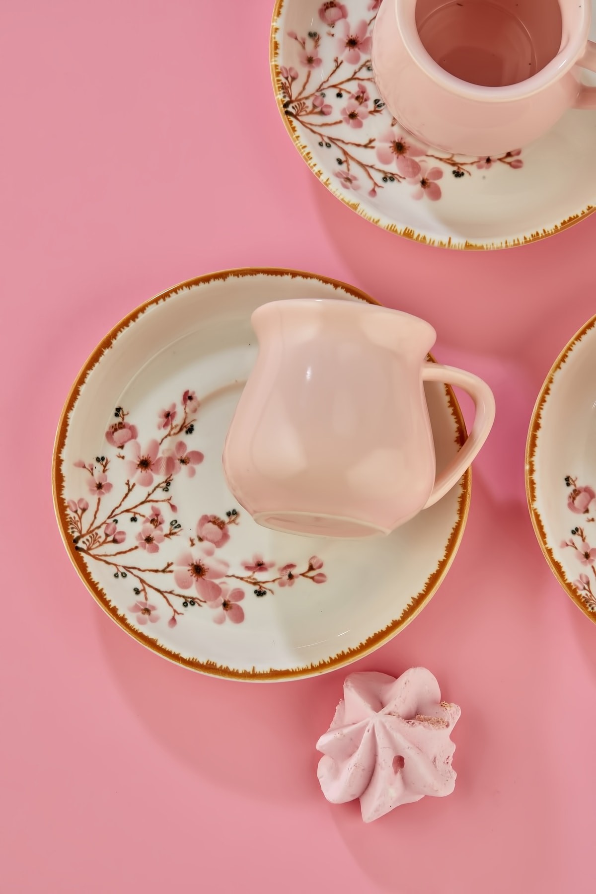 Sakura Pembe 12 Parça Lüx Seramik 6 Kişilik Kahve Fincan Takımı, Kahve Fincanı
