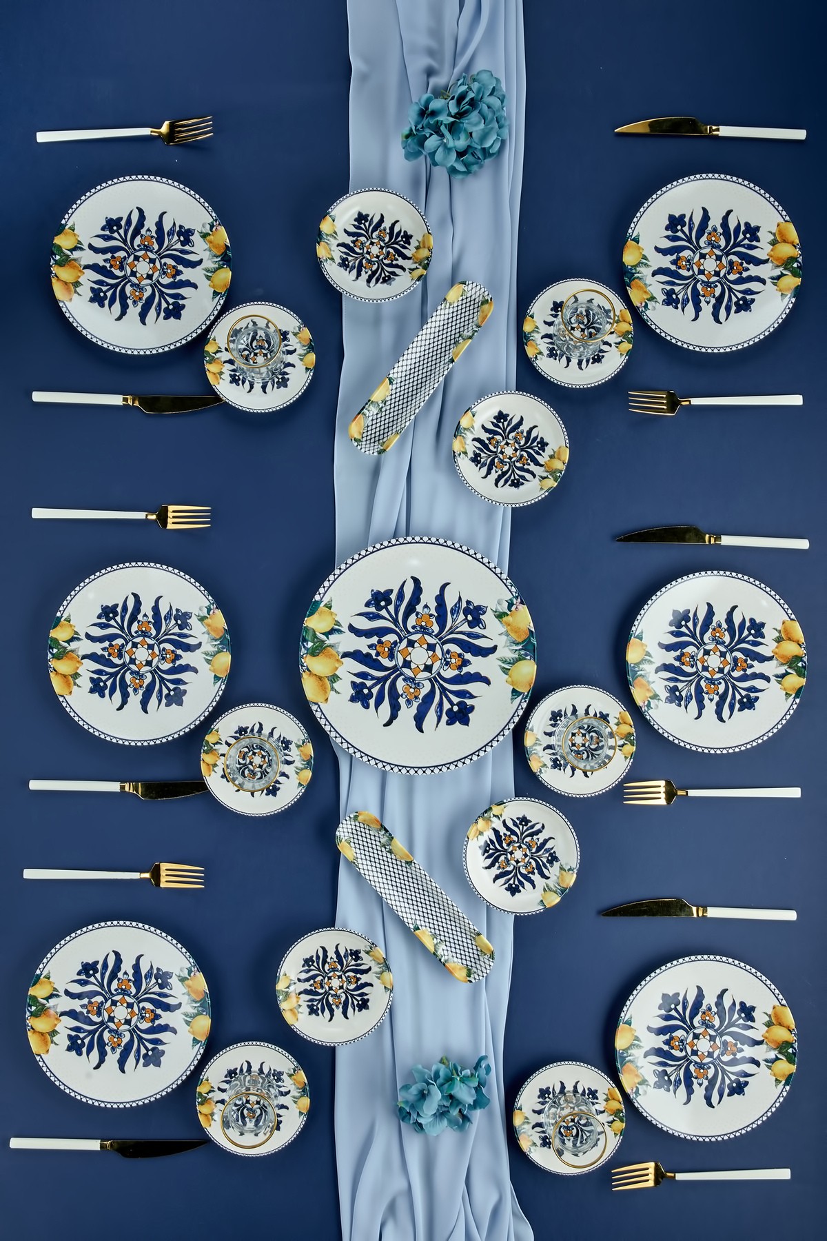 Otantik Tasarım Limon Desenli 19 Parça 6 Kişilik Kahvaltı Takımı, Kahvaltı Seti