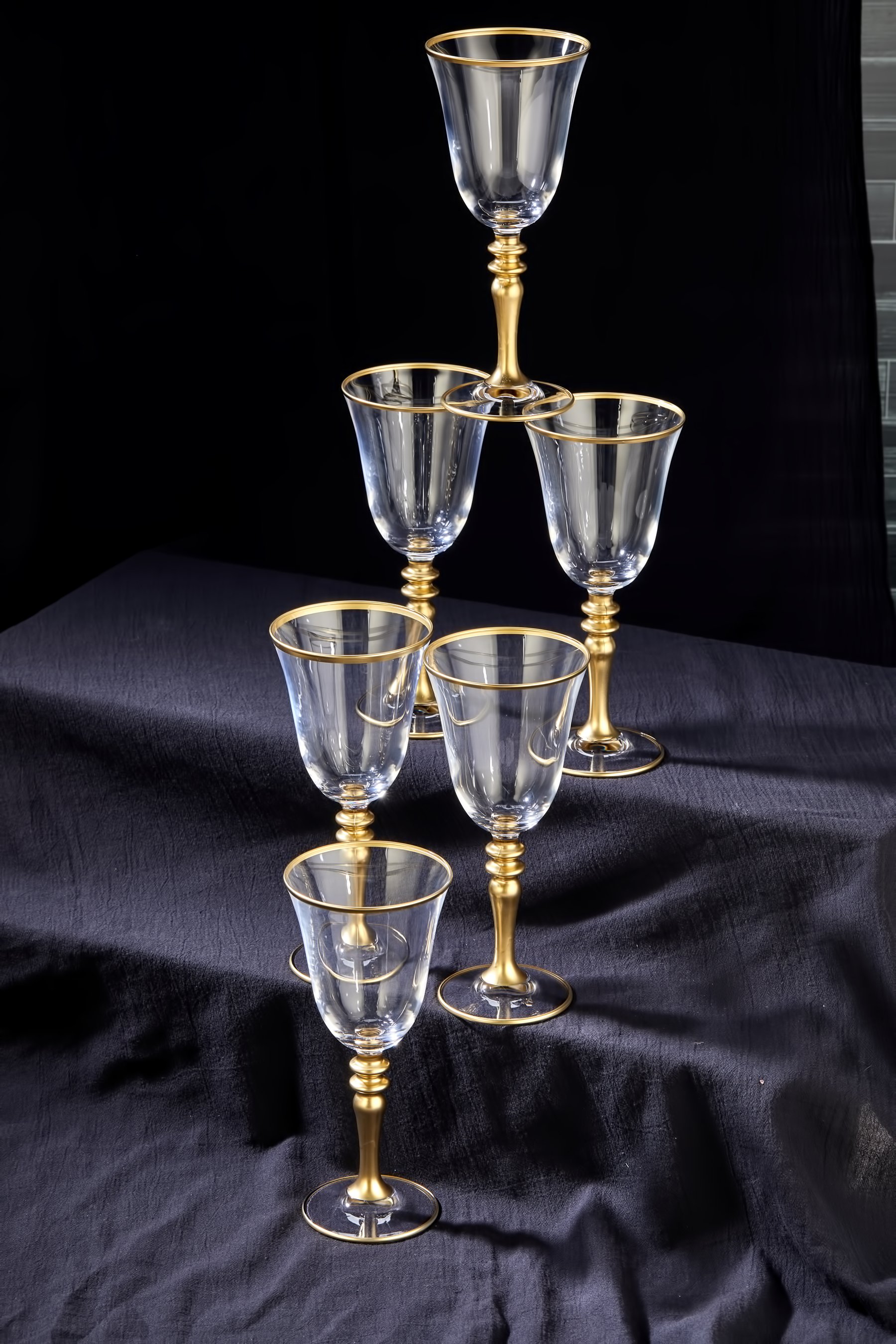 6 Adet Varaklı Ottoman Kadeh Su Bardağı, Gold Meşrubat Sunum Bardağı 270cc