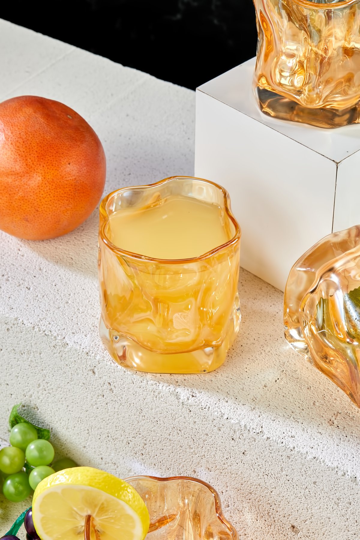 6 Adet Prizma Luster Lüx Cam Bardak Takımı, Amber Luster Zemzem Su Bardağı