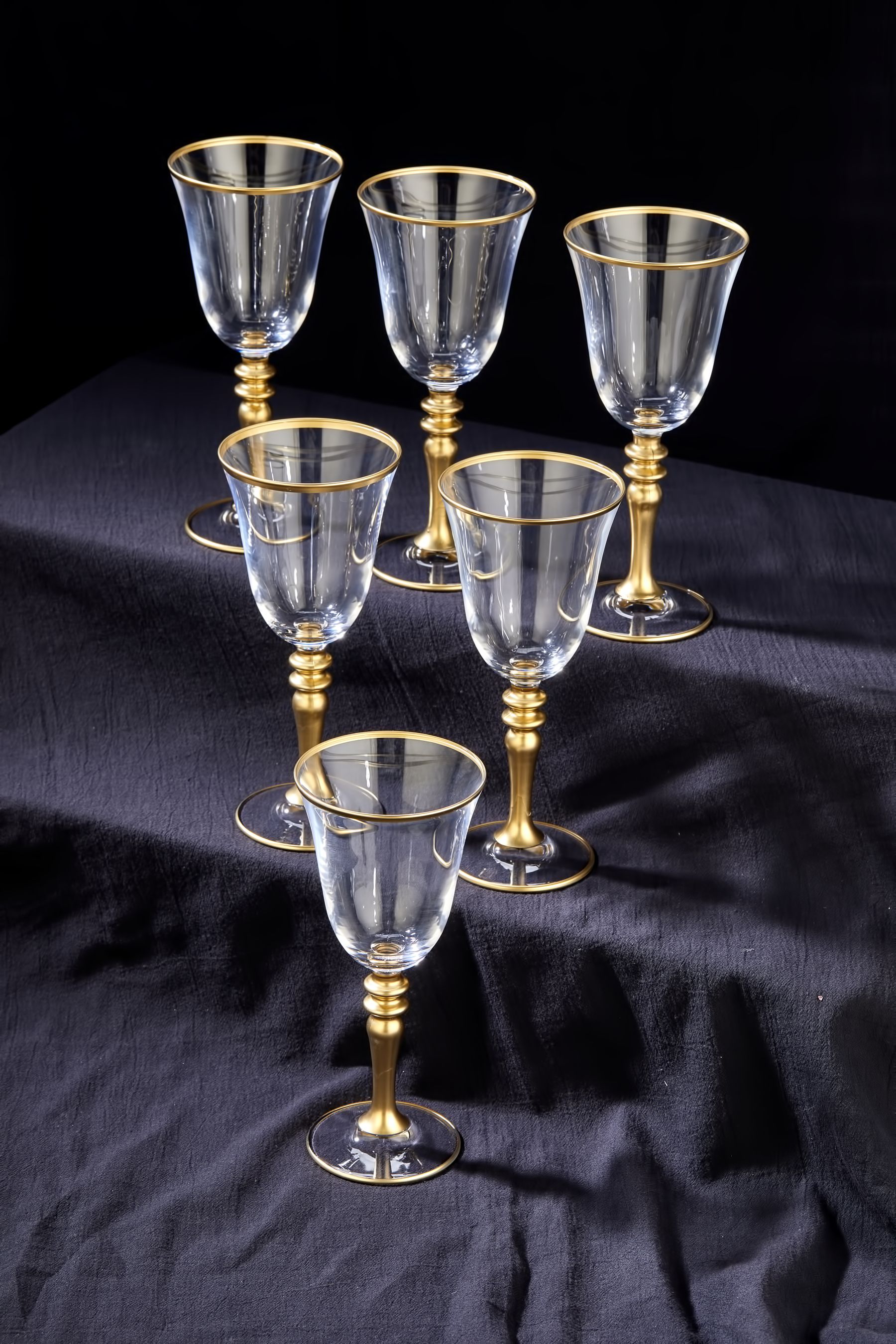 6 Adet Varaklı Ottoman Kadeh Su Bardağı, Gold Meşrubat Sunum Bardağı 270cc