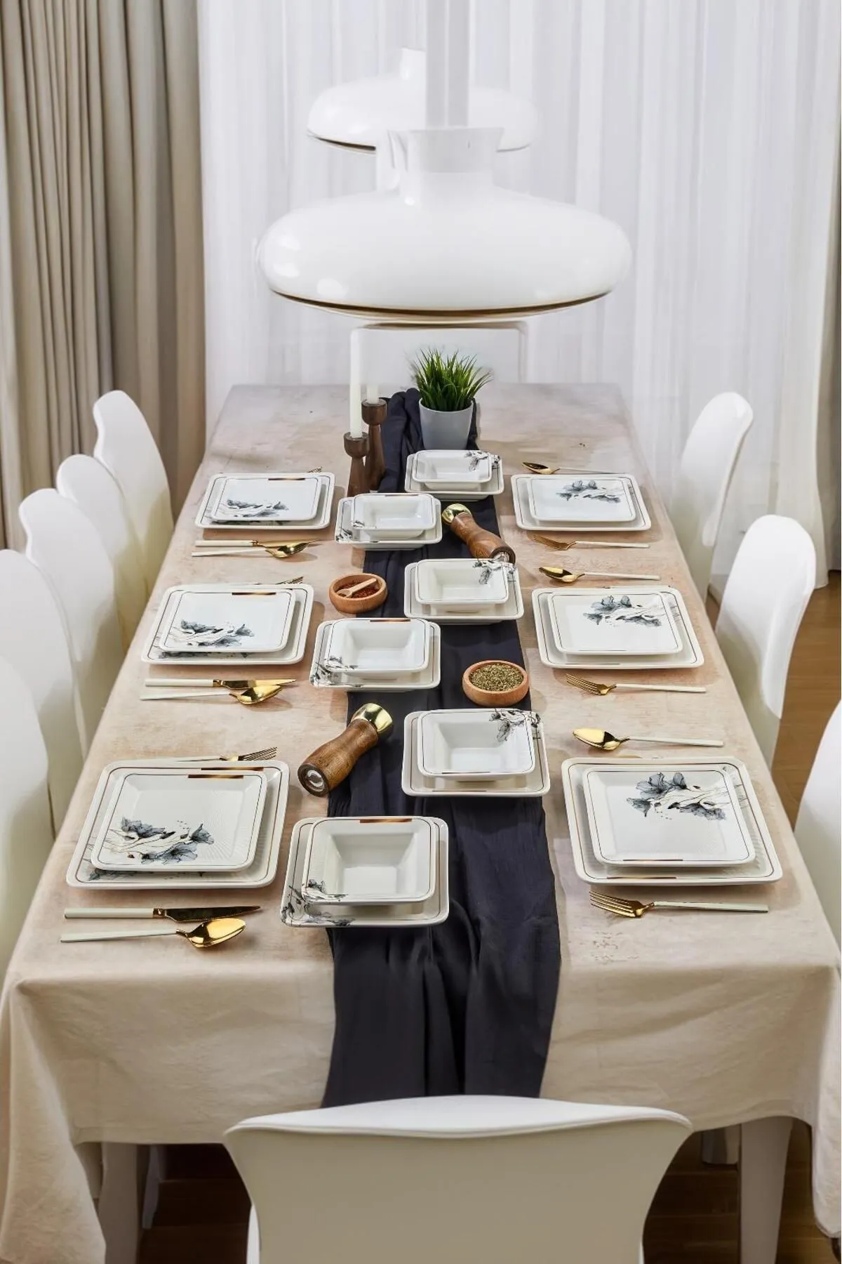 Lotus 24 Parça 6 Kişilik Yemek Takımı – Lotus Çiçeğinin Zarafeti ve Modern Sofra Şıklığı