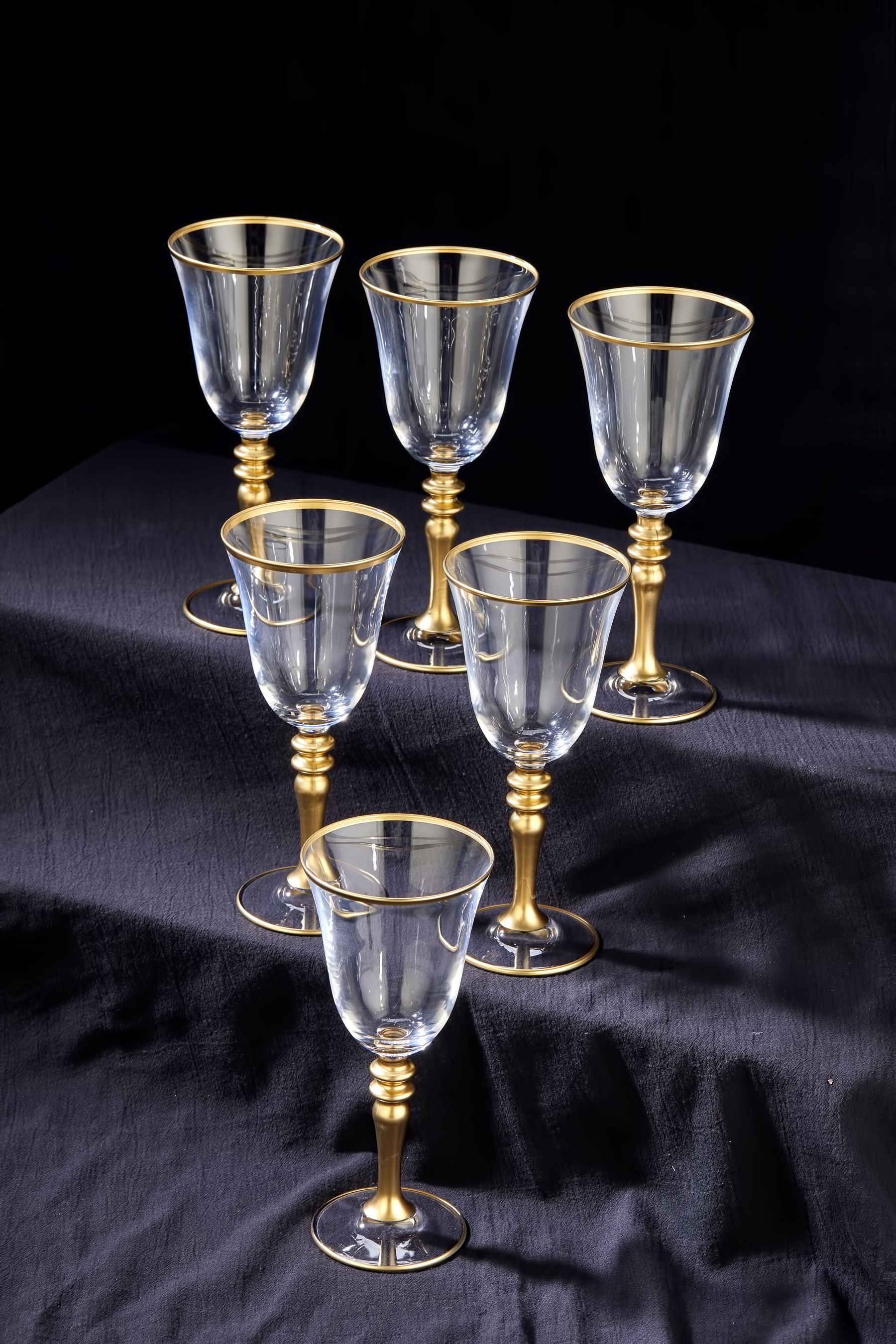 6 Adet Varaklı Ottoman Kadeh Su Bardağı, Gold Meşrubat Sunum Bardağı 270cc