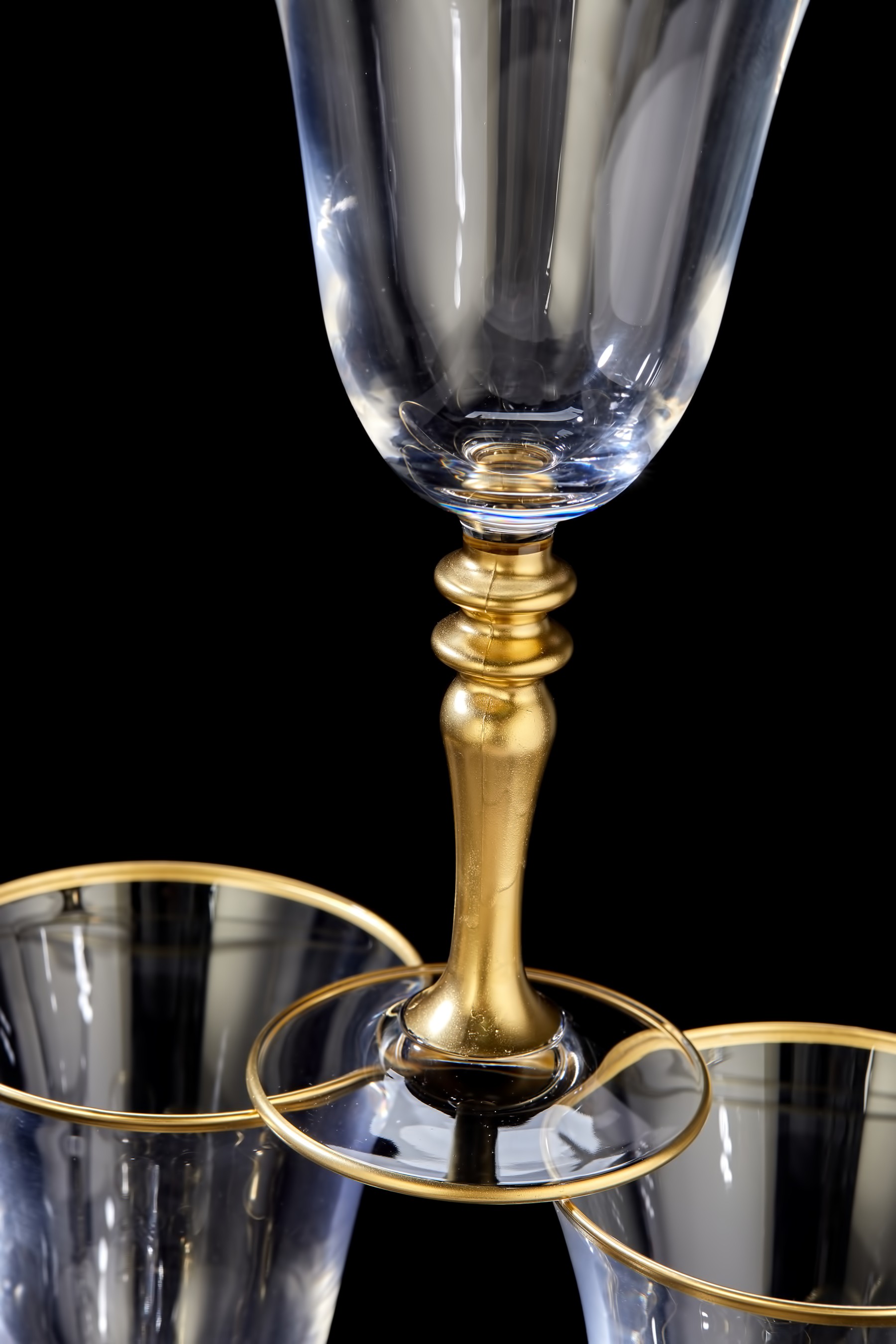 6 Adet Varaklı Ottoman Kadeh Su Bardağı, Gold Meşrubat Sunum Bardağı 270cc
