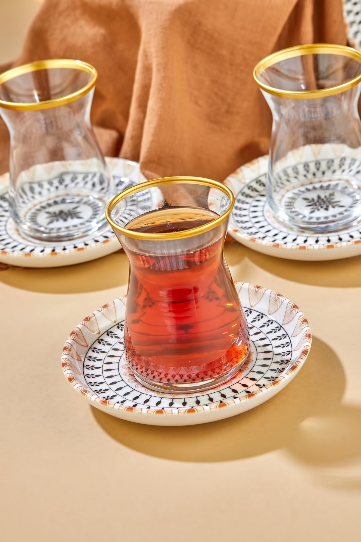 Sultan Serisi 12 Parça Gold Çay Bardağı Seti