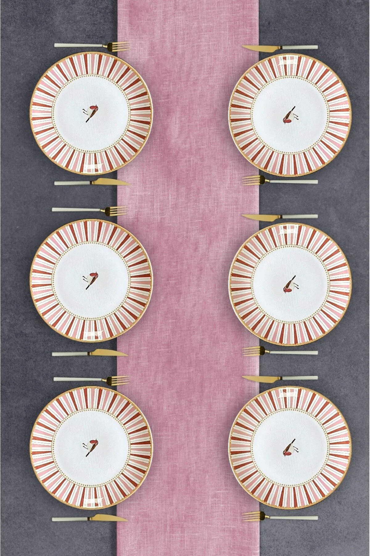 Sevda Kuşu Kırmızı 6 Kişilik 20 cm Pasta, Tatlı ve Sunum Tabağı – Romantik Tasarım ile Şık Sunumların Vazgeçilmezi