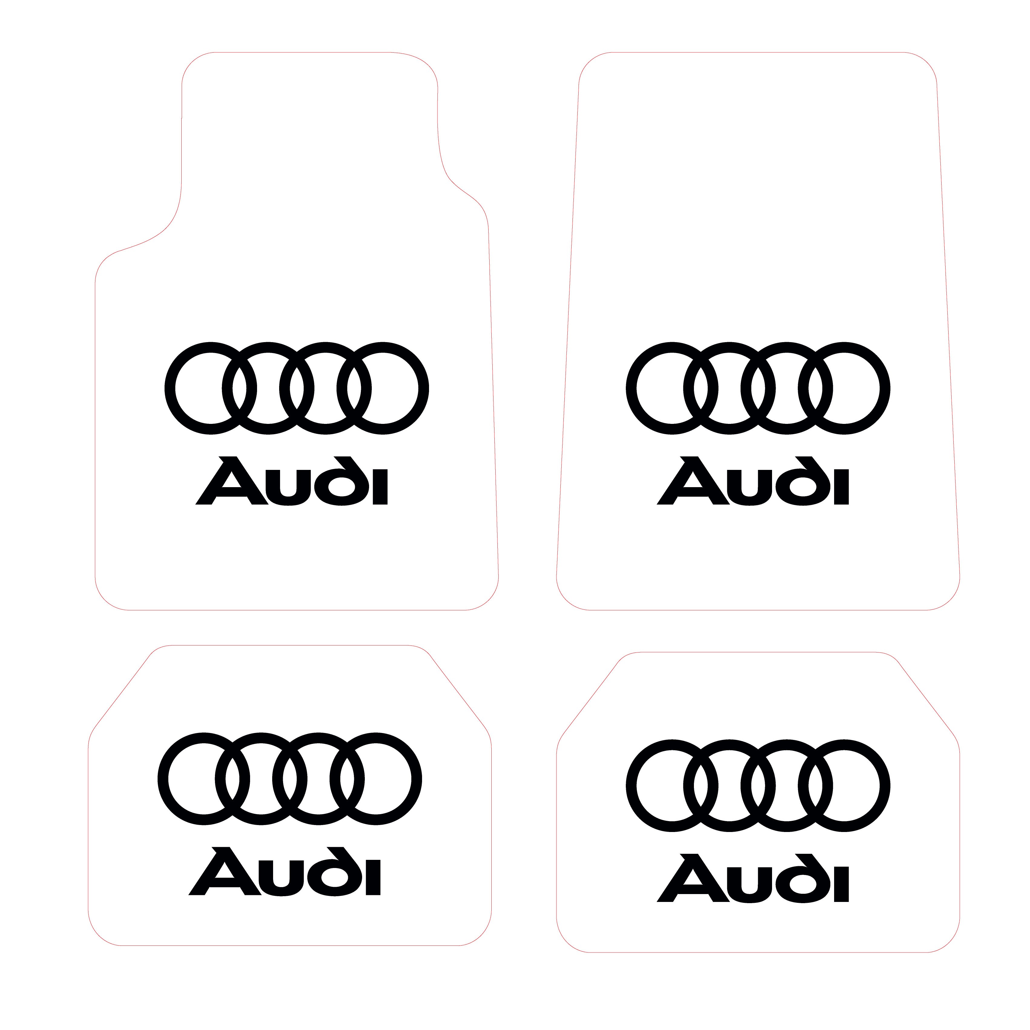 Audi Logo Desen Kadife Halı Paspas seti (UNİVERSAL ÖLÇÜ ) - Beyaz