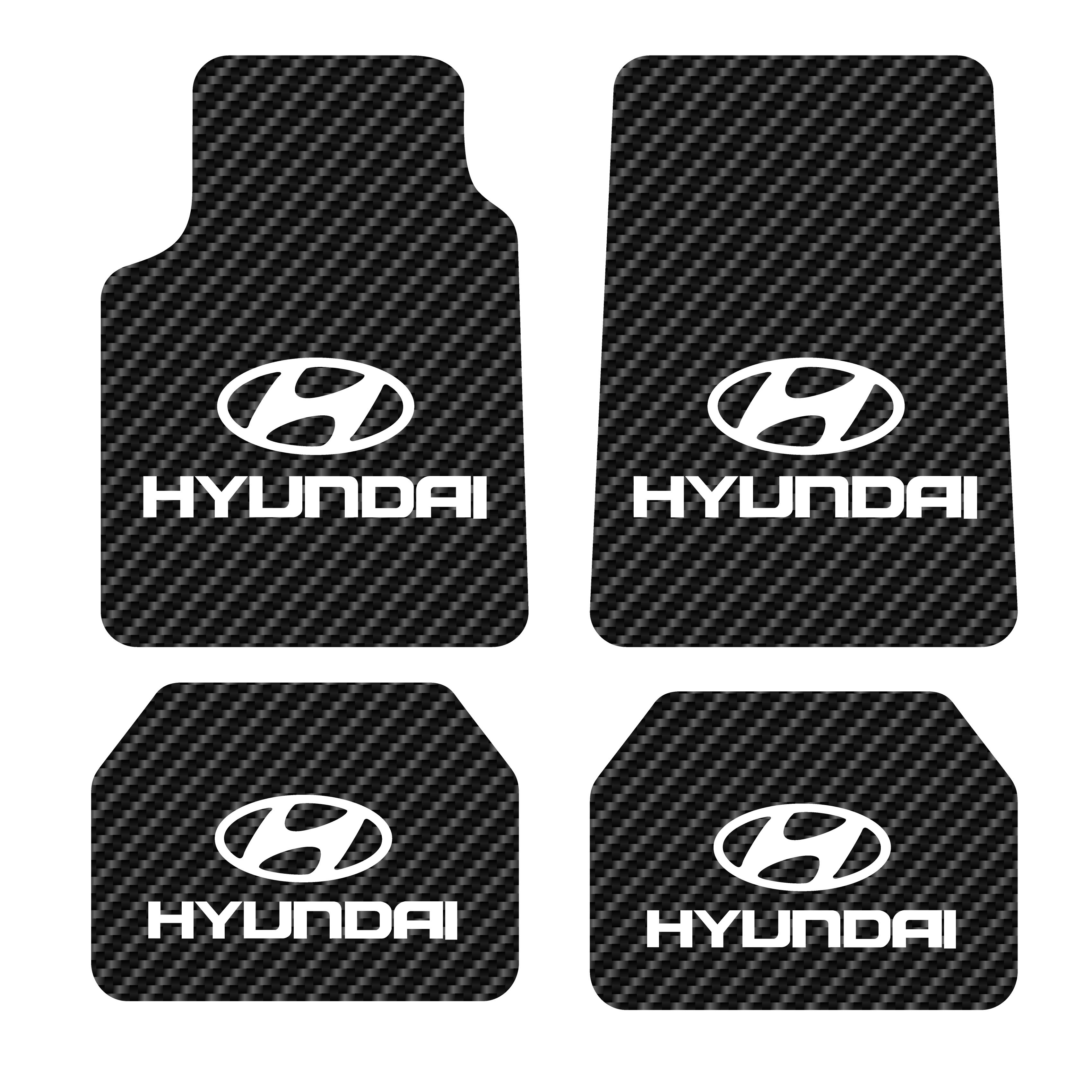 Hyundai Logo Desen Kadife Halı Paspas seti (UNİVERSAL ÖLÇÜ ) - Carbon