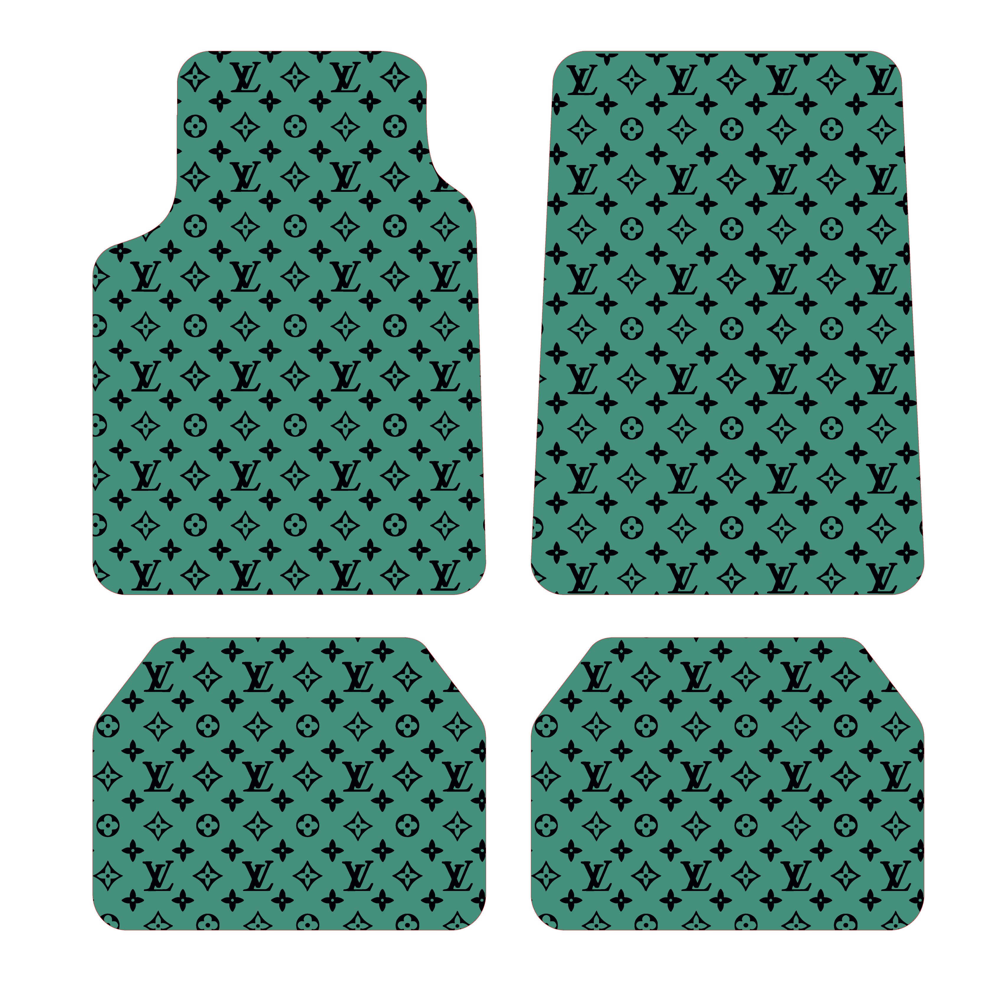 Louis Vuitton Desen Kadife Halı Paspas seti (UNİVERSAL ÖLÇÜ ) - Yeşil