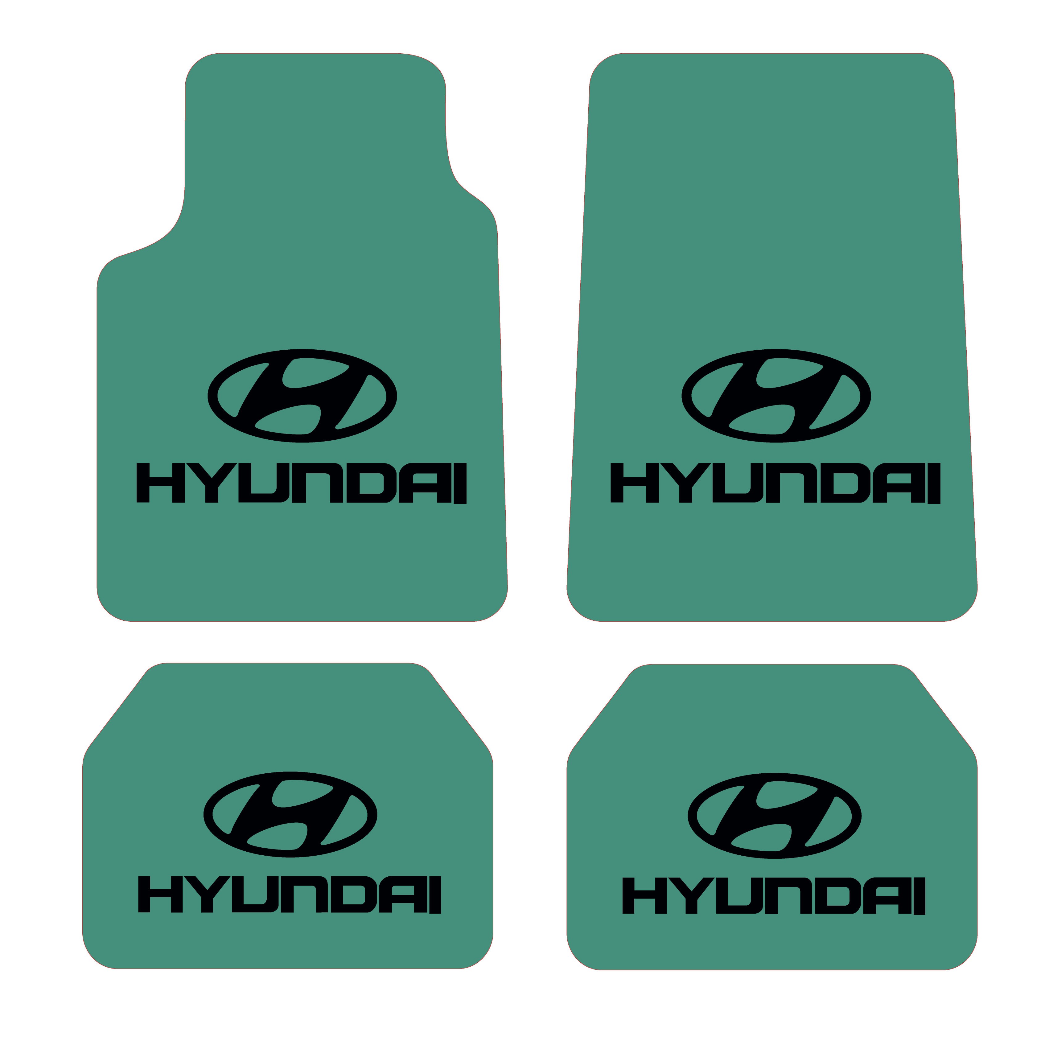 Hyundai Logo Desen Kadife Halı Paspas seti (UNİVERSAL ÖLÇÜ ) - Yeşil