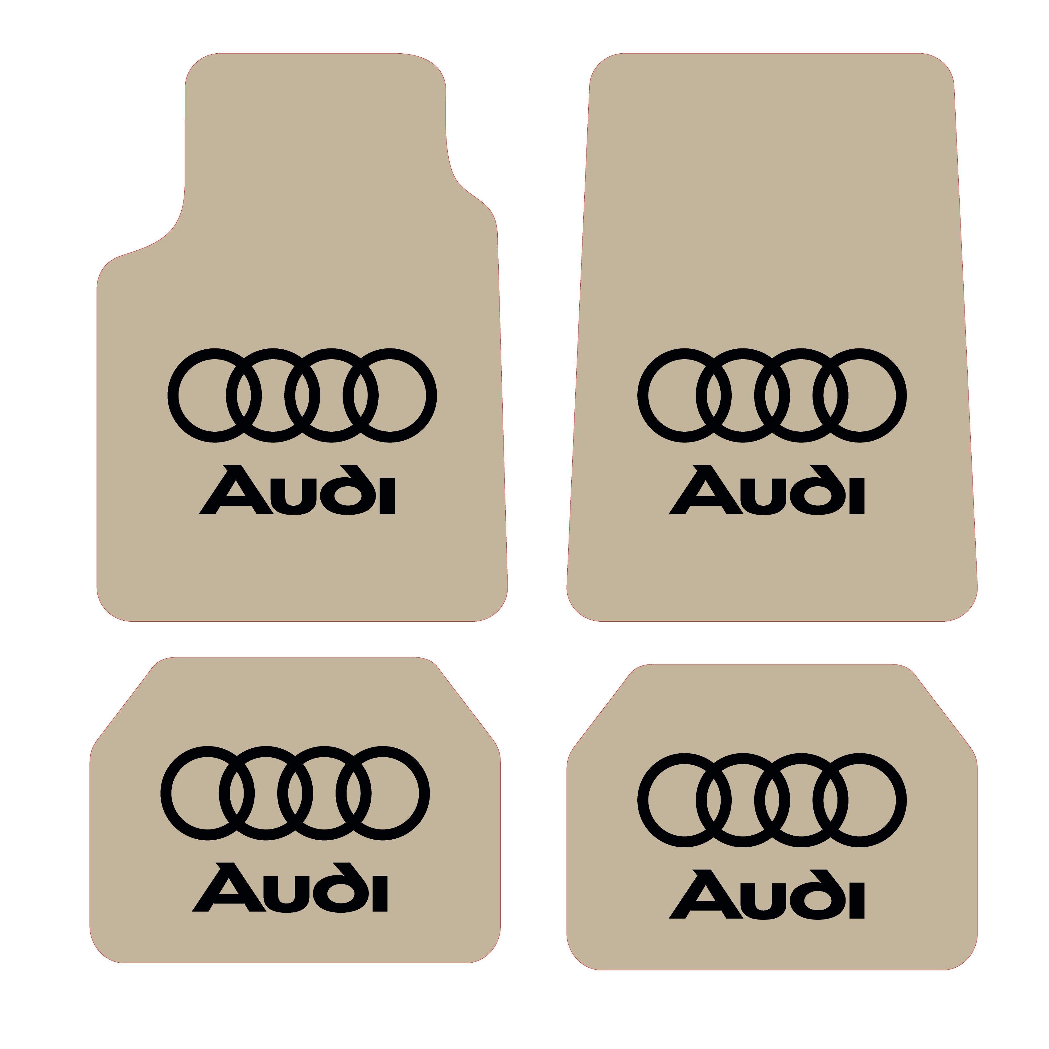 Audi Logo Desen Kadife Halı Paspas seti (UNİVERSAL ÖLÇÜ ) - Krem