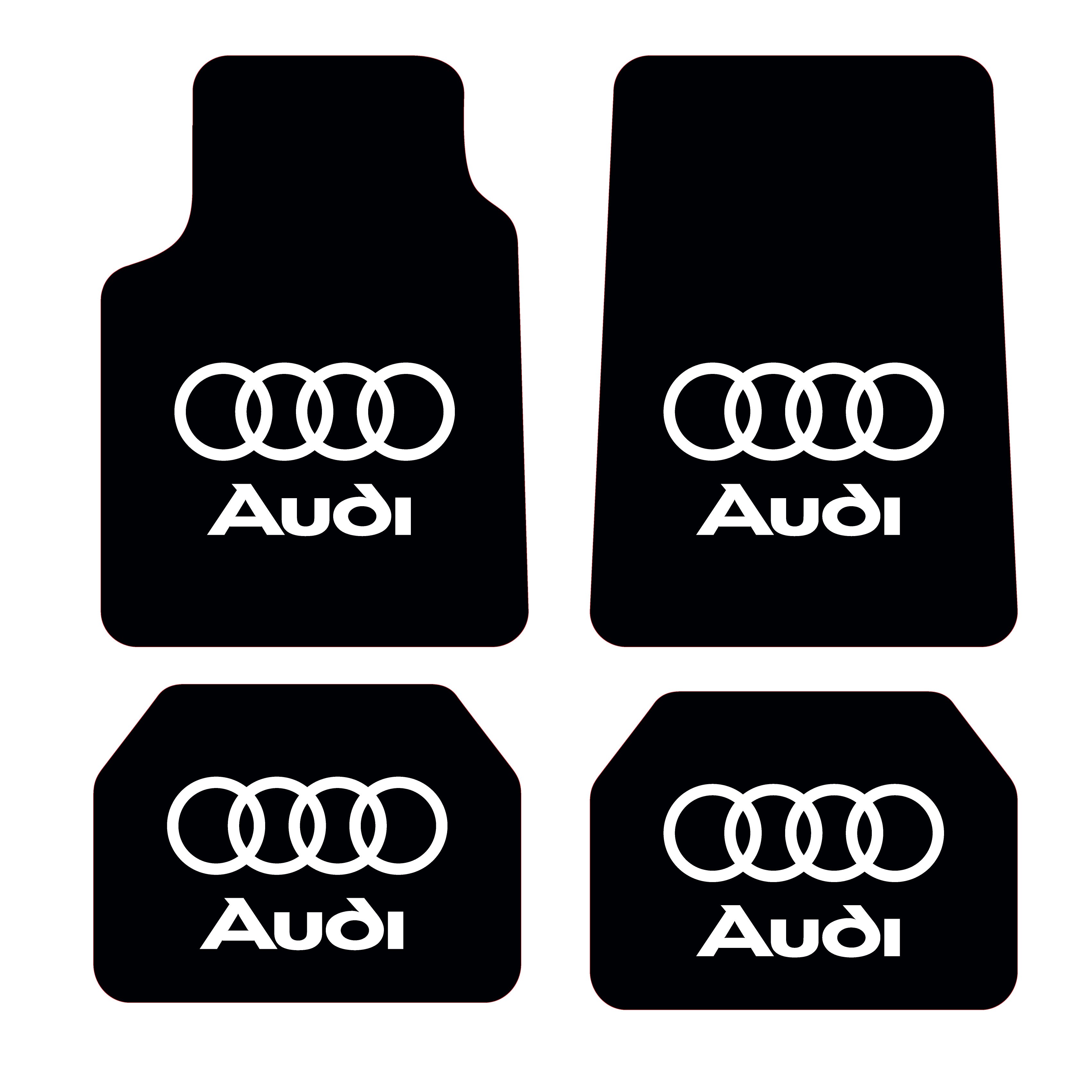 Audi Logo Desen Kadife Halı Paspas seti (UNİVERSAL ÖLÇÜ ) - Siyah