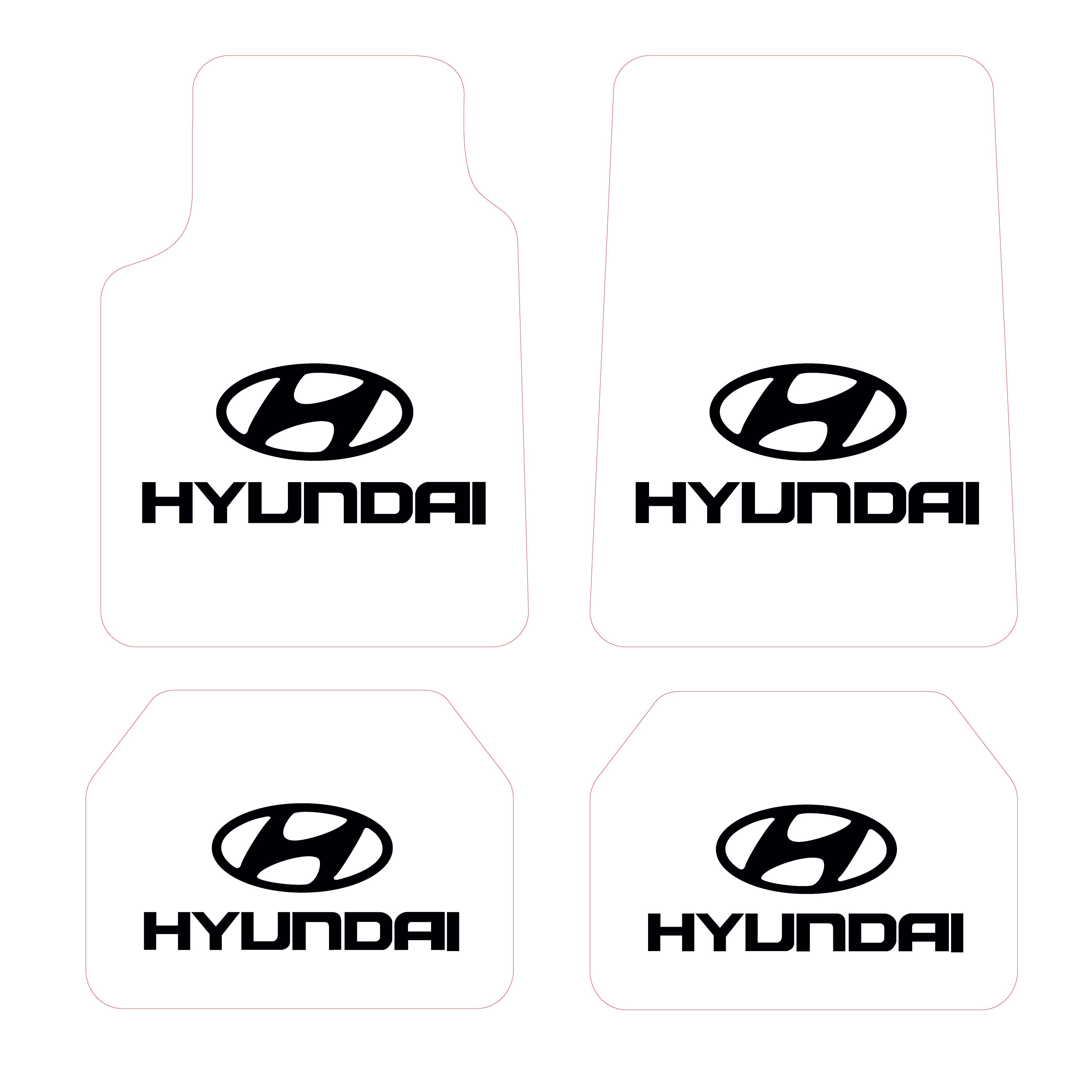 Hyundai Logo Desen Kadife Halı Paspas seti (UNİVERSAL ÖLÇÜ ) - Beyaz