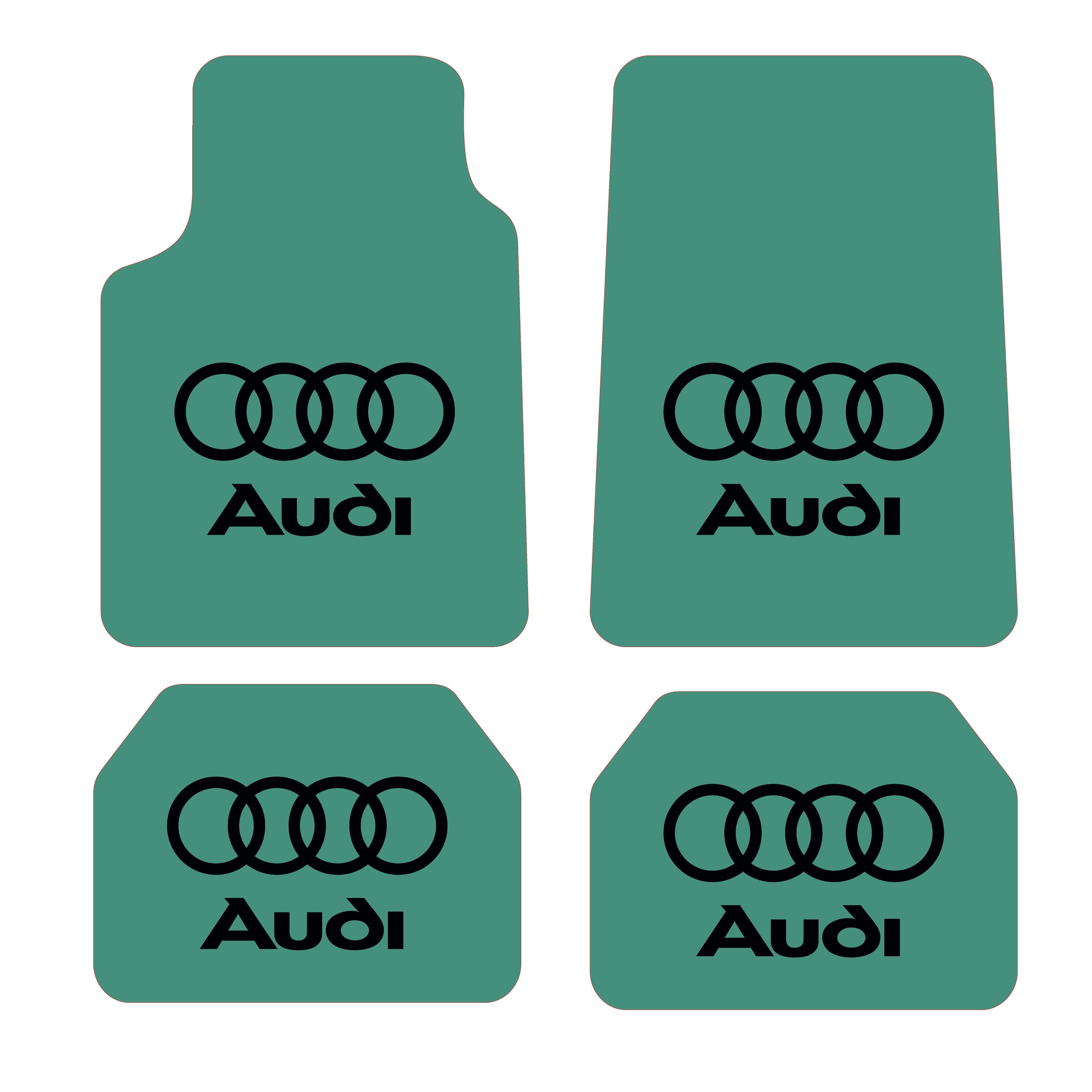 Audi Logo Desen Kadife Halı Paspas seti (UNİVERSAL ÖLÇÜ ) - Yeşil