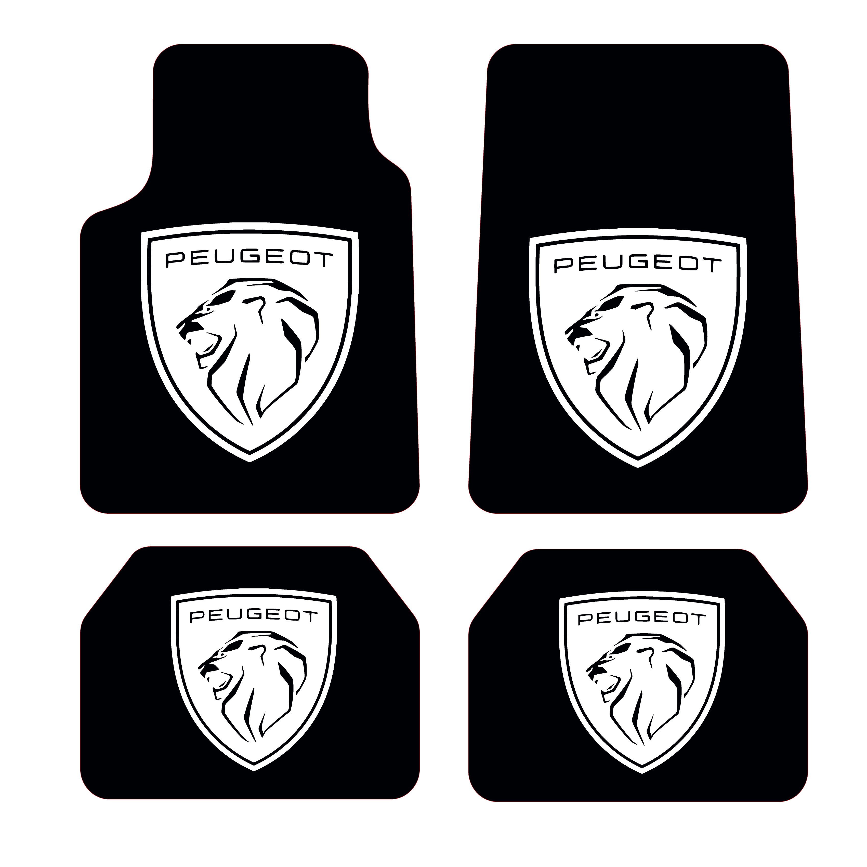 Peugeot Logo Desen Kadife Halı Paspas seti (UNİVERSAL ÖLÇÜ ) - Siyah