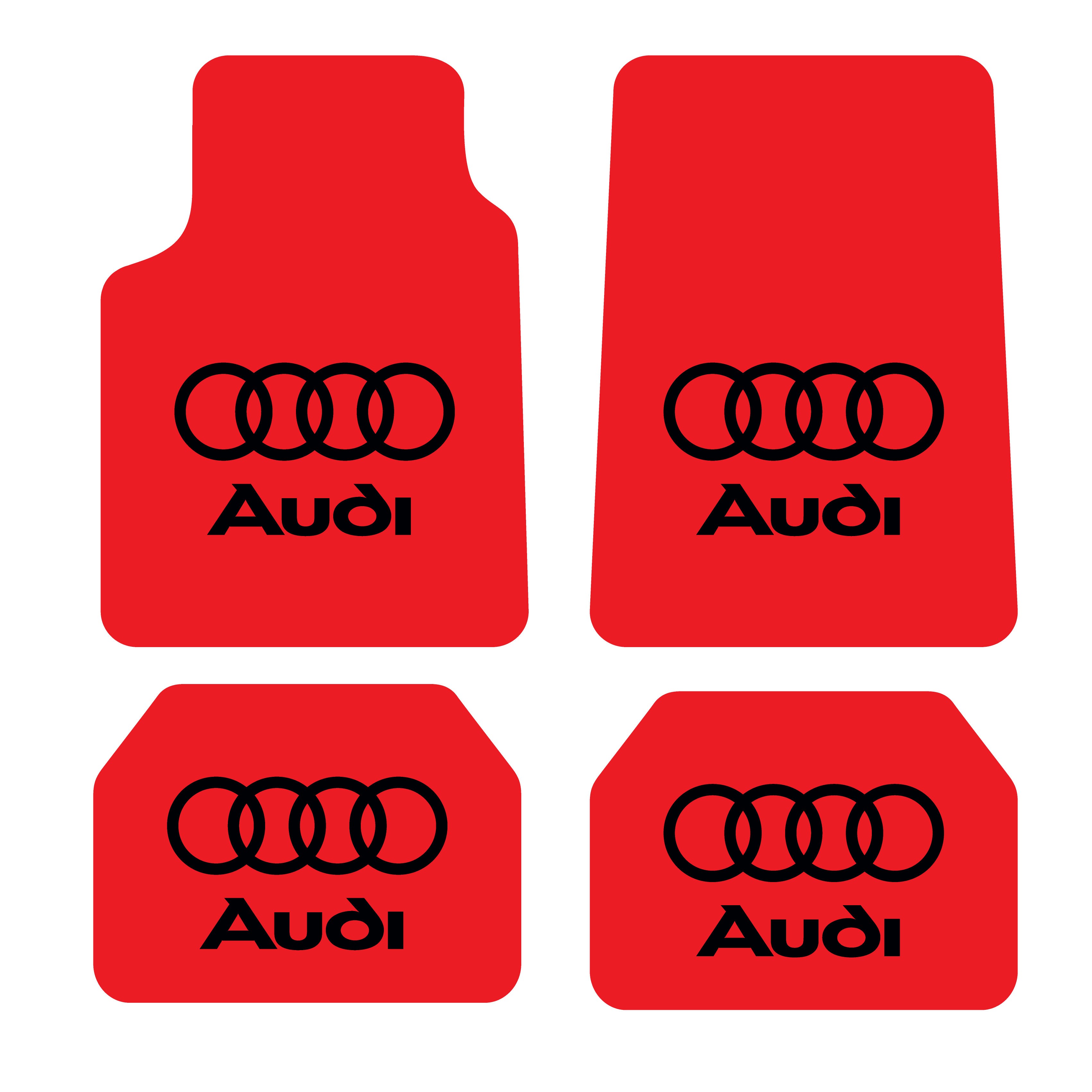 Audi Logo Desen Kadife Halı Paspas seti (UNİVERSAL ÖLÇÜ ) - Kırmızı