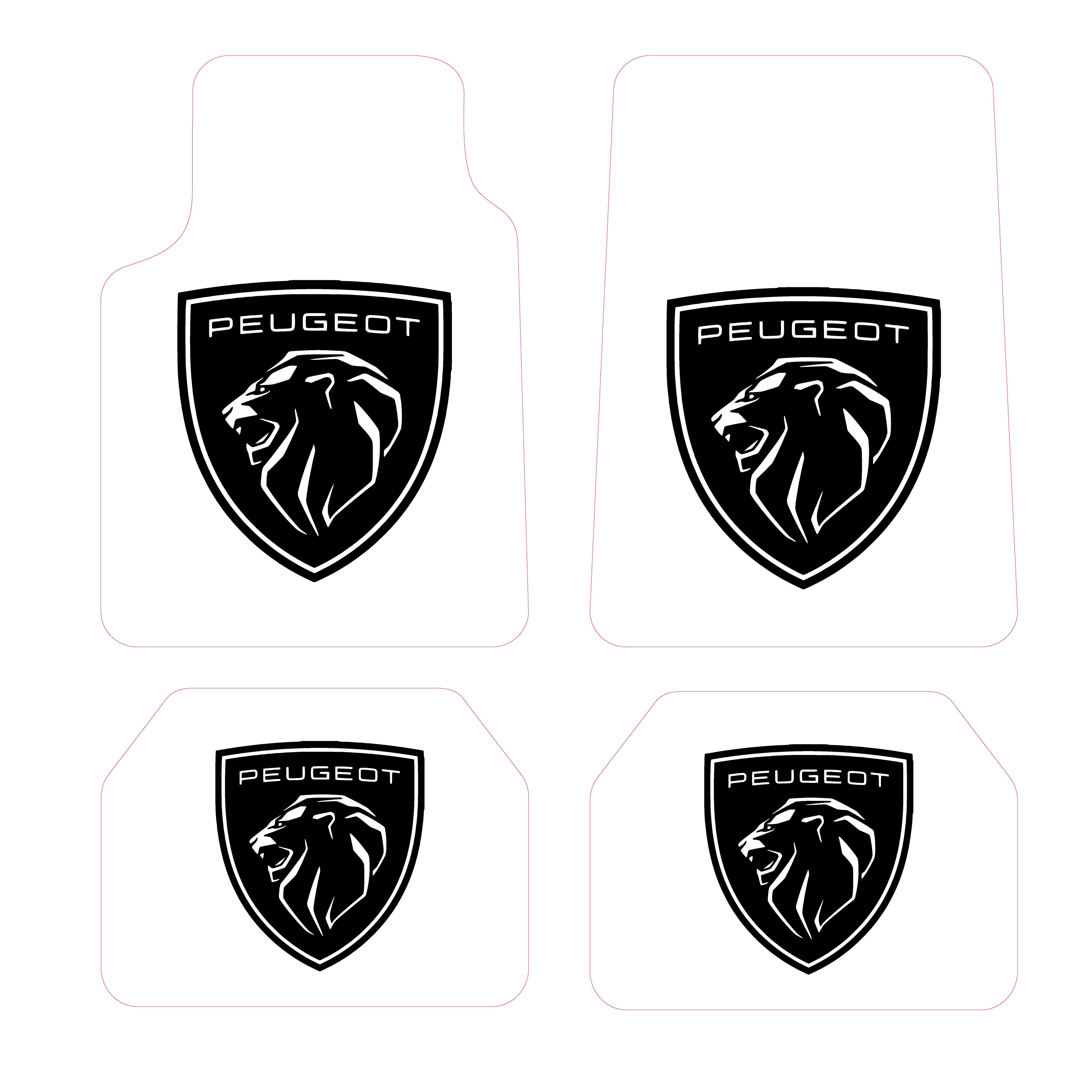 Peugeot Logo Desen Kadife Halı Paspas seti (UNİVERSAL ÖLÇÜ ) - Beyaz