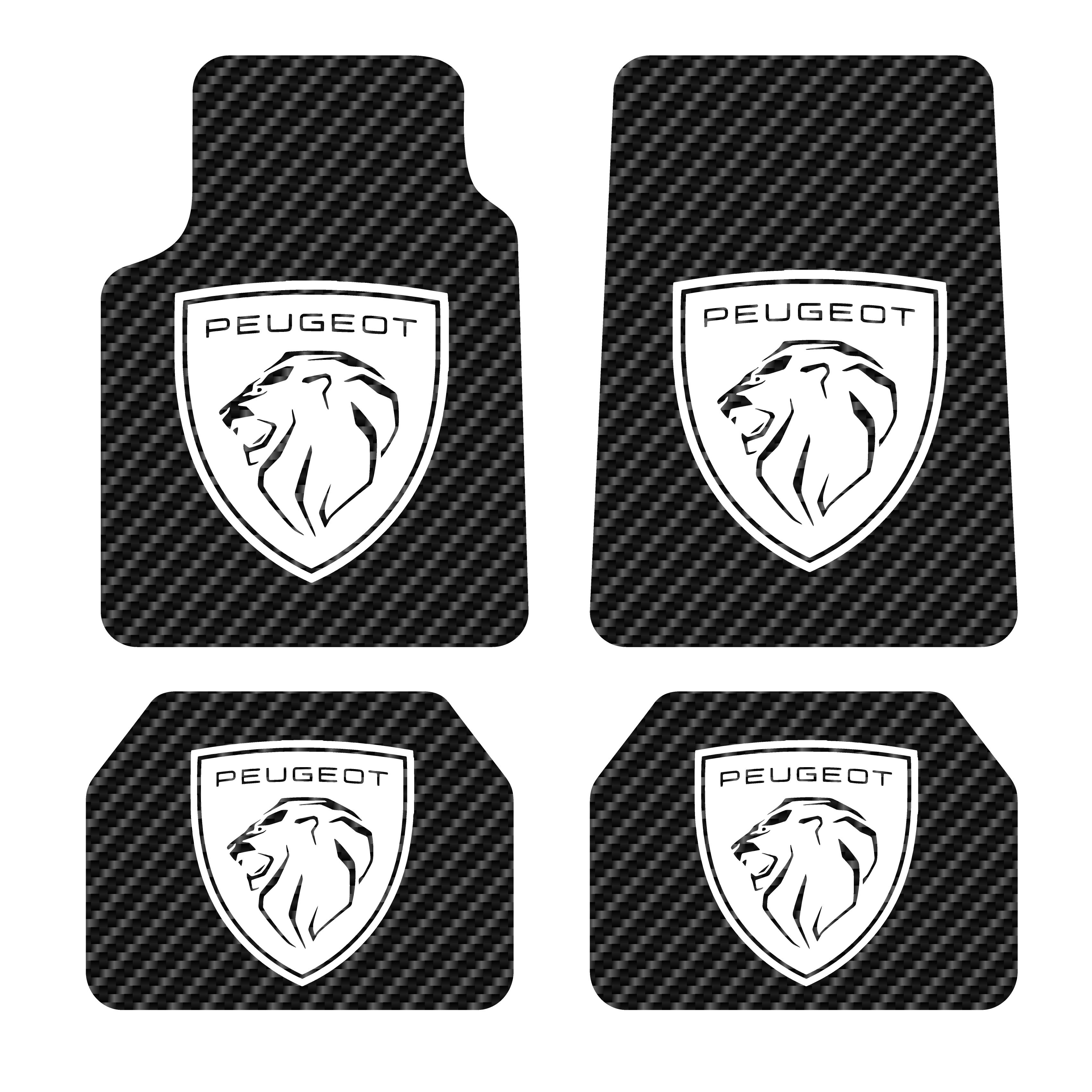 Peugeot Logo Desen Kadife Halı Paspas seti (UNİVERSAL ÖLÇÜ ) - Carbon