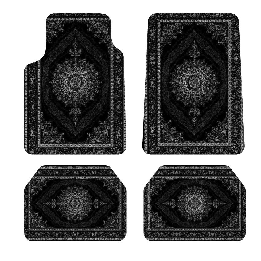 Siyah Halı Desen Kadife Halı Paspas seti (UNİVERSAL ÖLÇÜ )