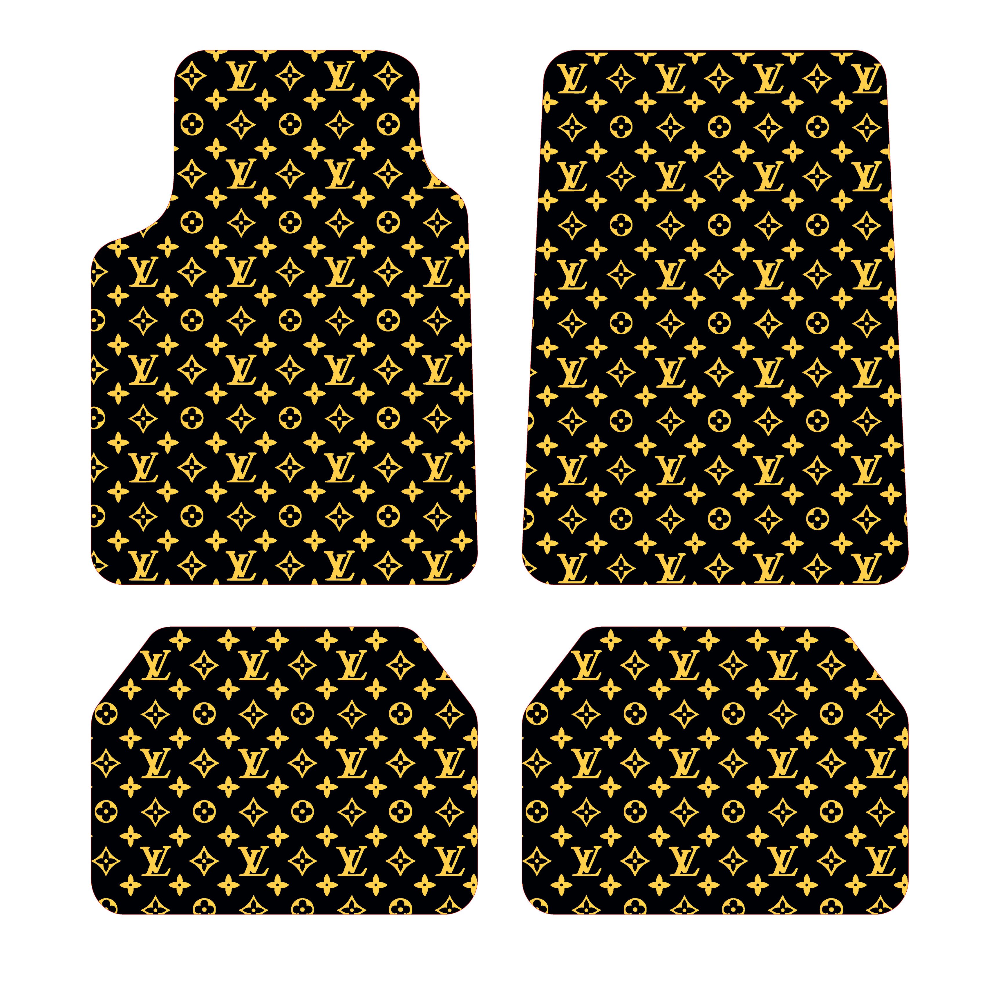 Louis Vuitton Desen Kadife Halı Paspas seti (UNİVERSAL ÖLÇÜ ) - Sarı Siyah
