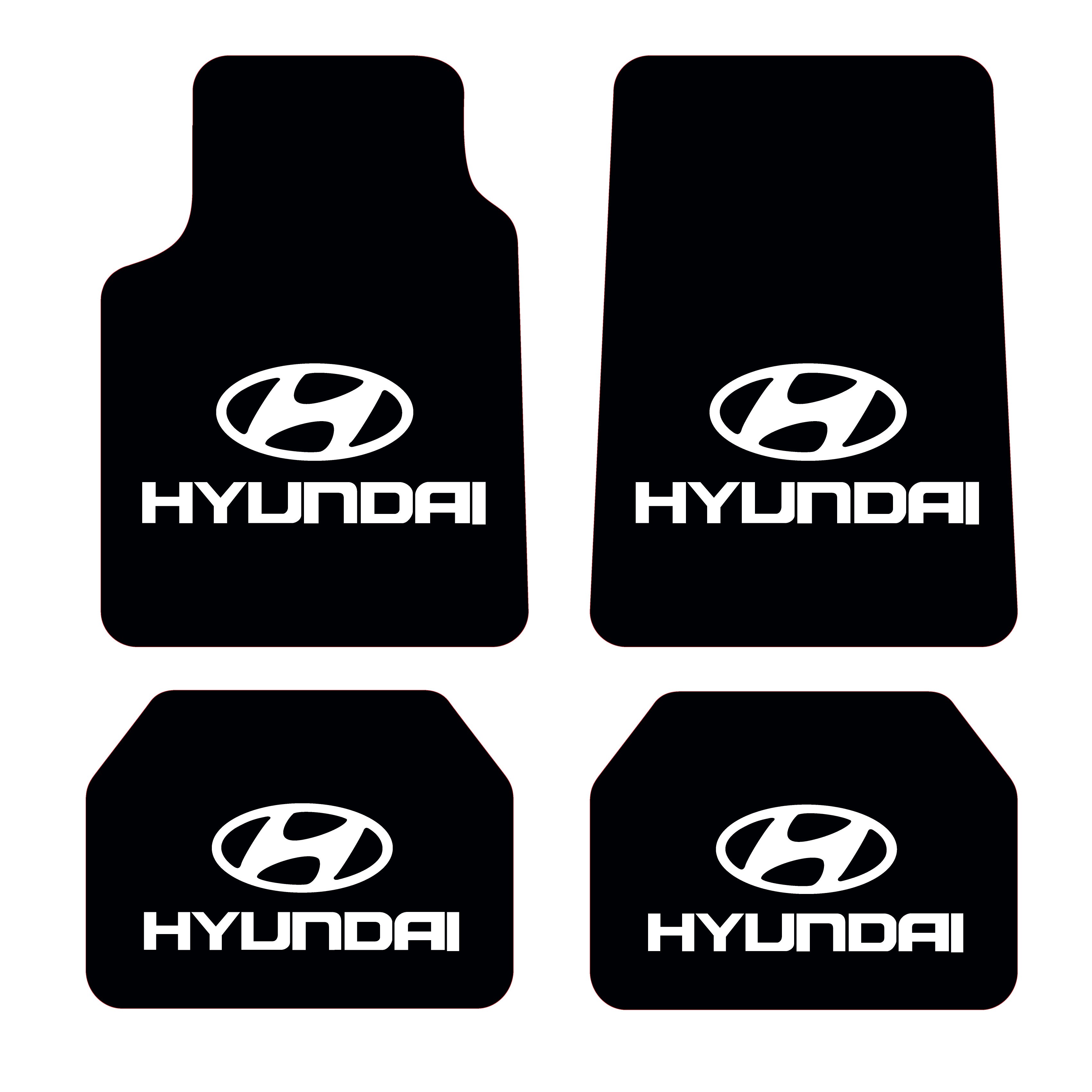 Hyundai Logo Desen Kadife Halı Paspas seti (UNİVERSAL ÖLÇÜ ) - Siyah