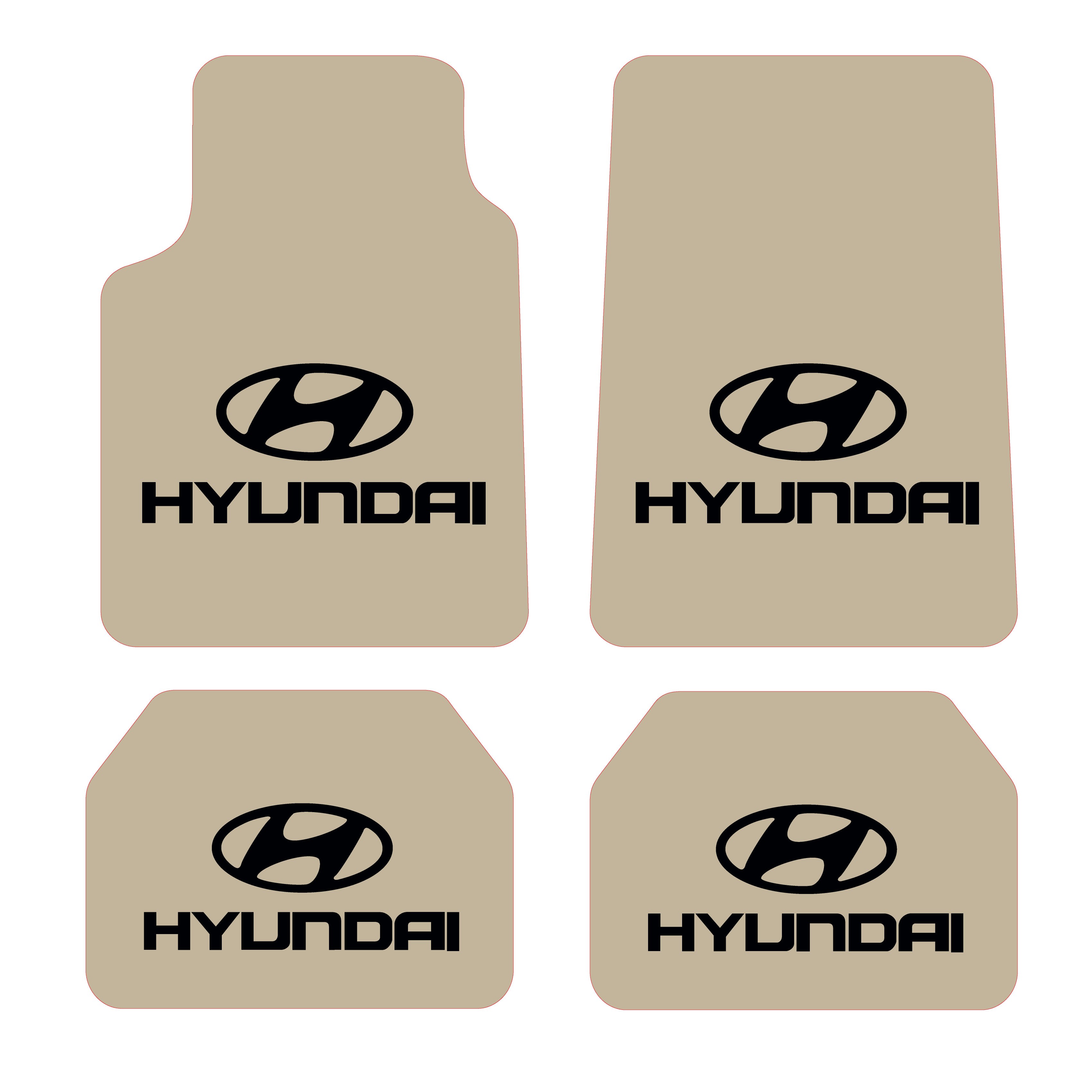 Hyundai Logo Desen Kadife Halı Paspas seti (UNİVERSAL ÖLÇÜ ) - Krem