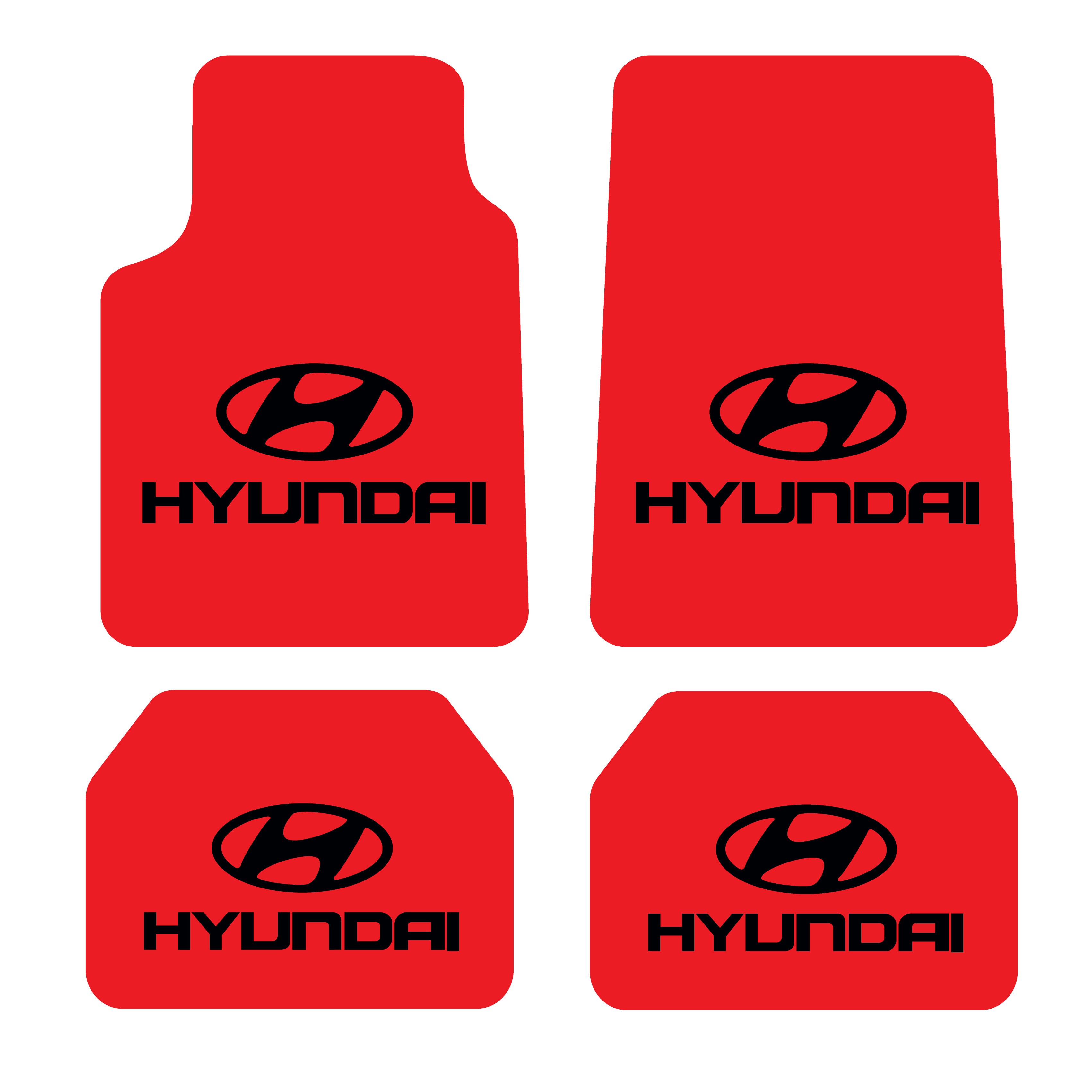 Hyundai Logo Desen Kadife Halı Paspas seti (UNİVERSAL ÖLÇÜ ) - kırmızı