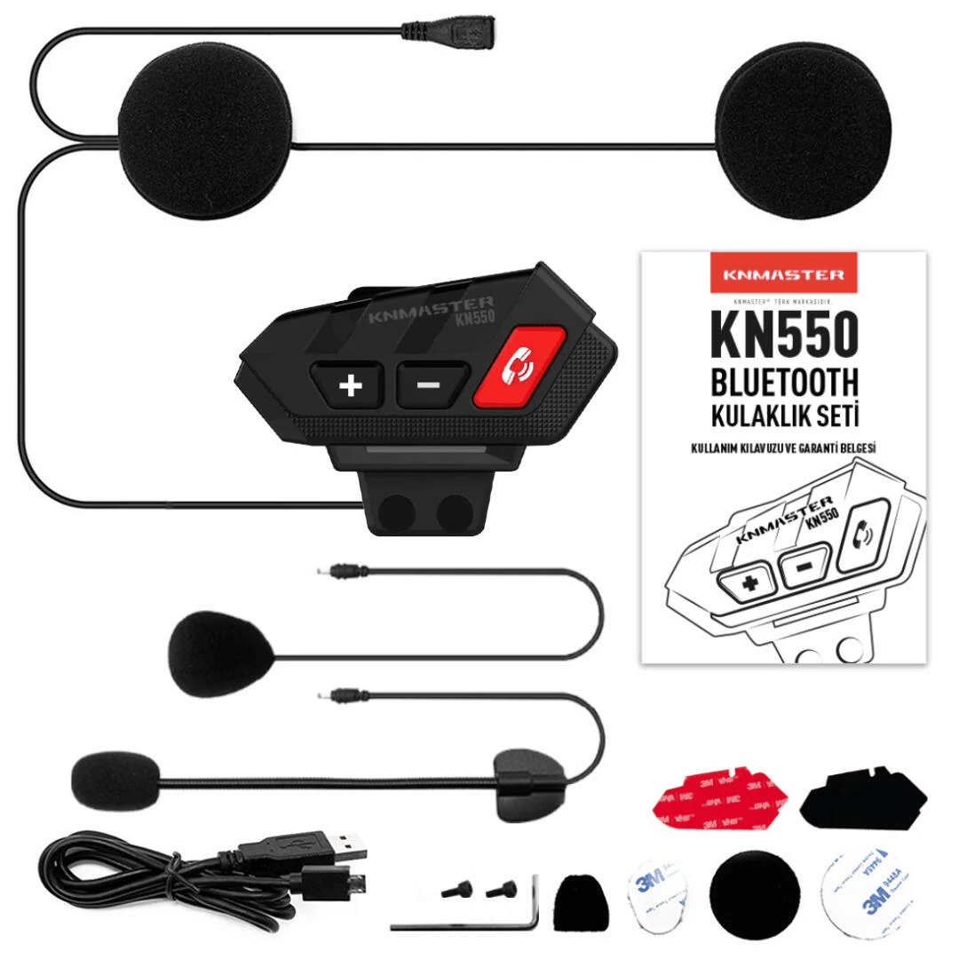 KNMASTER KN550 MOTOSİKLET BLUETOOTH KULAKLIK MİKROFON SETİ