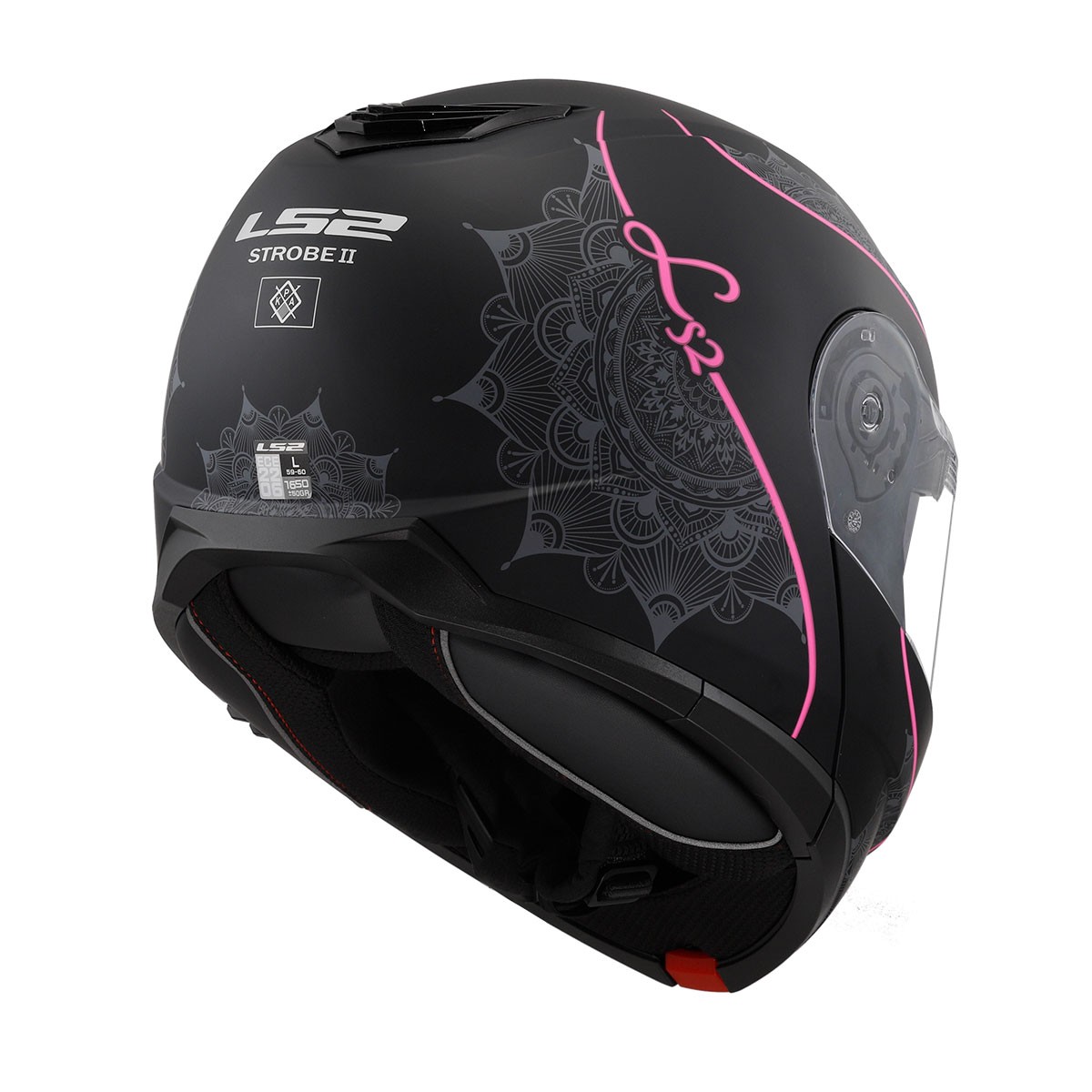 LS2 STROBE 2 LUX MAT SİYAH-PEMBE KASK