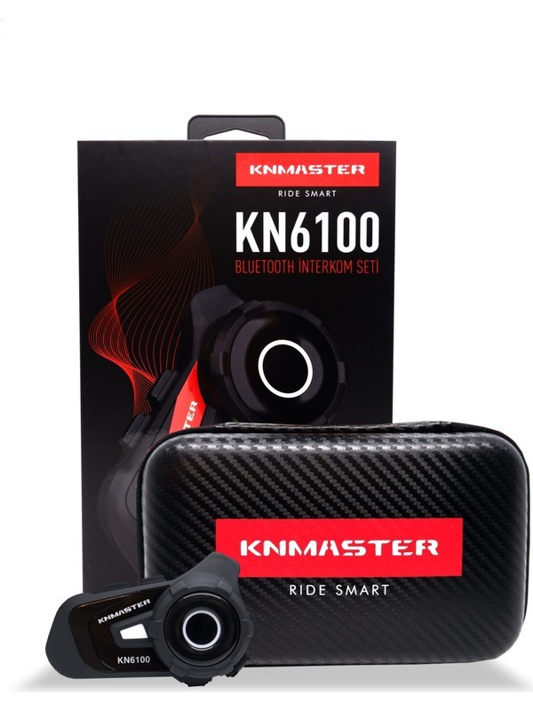 KN6100 PRO Motosiklet Kask Interkom Bluetooth Intercom Kulaklık Seti Karbon Siyah