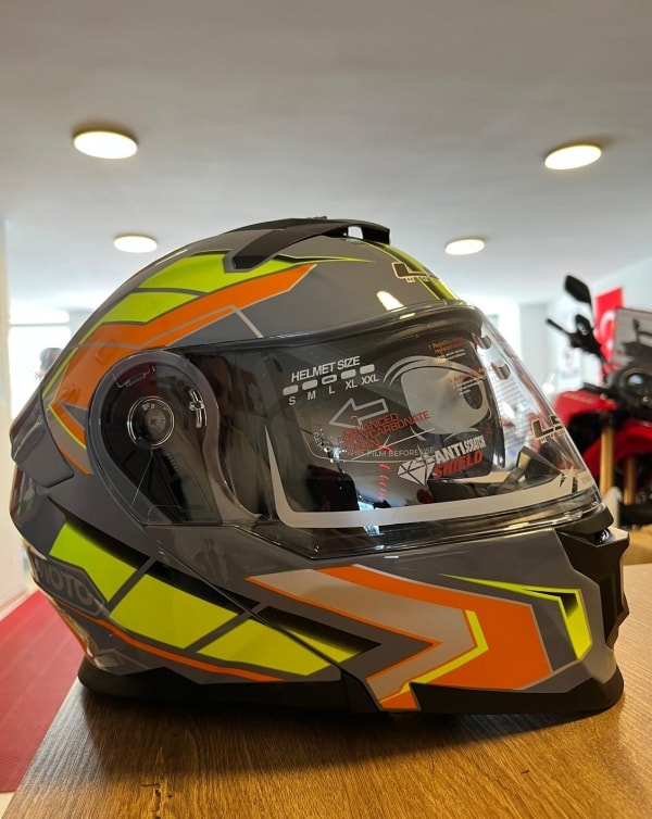 LS5 Çene Açılır Kask Gri - Neon Sarı