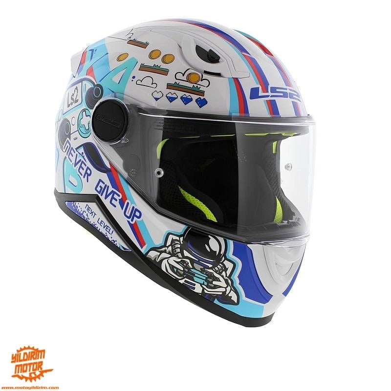 LS2 Rapid Çocuk Kask – Never Give Up Desenli (Beyaz)