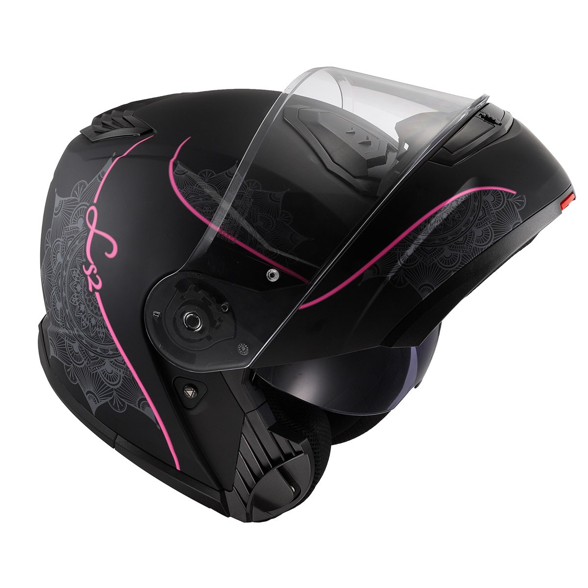 LS2 STROBE 2 LUX MAT SİYAH-PEMBE KASK