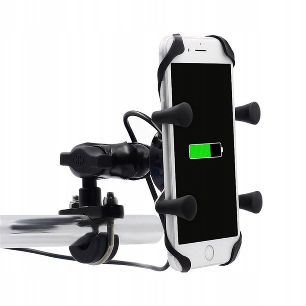 KNMASTER X SERİSİ MOTOSİKLET TELEFON TUTUCU - AYNA VE GİDON BAĞLANTILI - USB GİRİŞLİ - METAL ALAŞIM