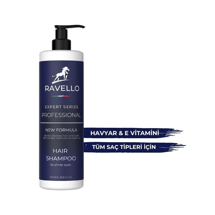 Ravello 1LT Havyar Özlü & E Vitaminli Şampuan – Profesyonel Onarıcı Saç Bakımı
